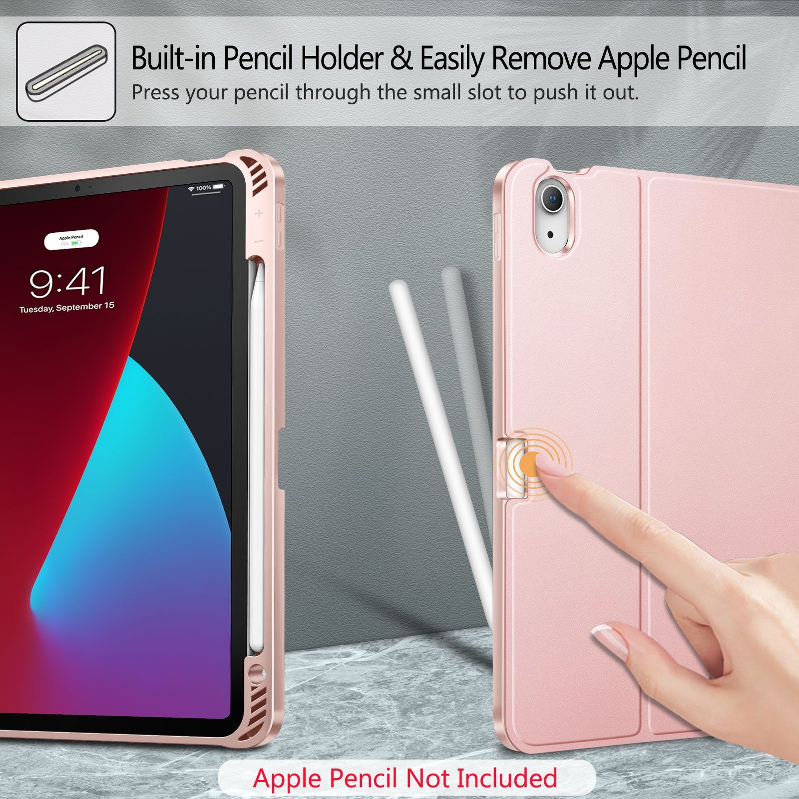 Fintie Tablet-Hülle für iPad Air 11 Zoll M3/M2 (2025/2024), iPad Air 5./4. Gen (2022/2020) 10,9 Zoll, mit magnetisch abnehmbarer Tastatur, TPU Rückschale mit Stifthalter