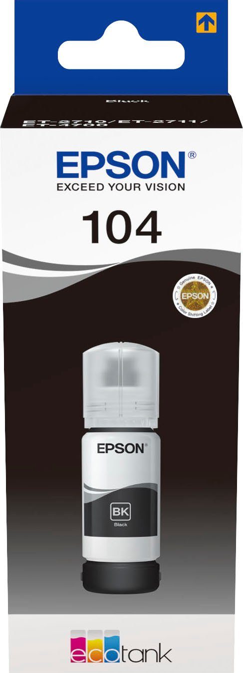 Epson 104 EcoTank Black Nachfülltinte (für EPSON, 1x, original Nachfülltinte 104 schwarz)