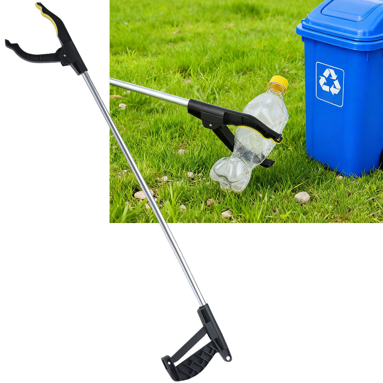 shop'n smile ideoon Greifarm Greifarm 76 cm, Ergonomische Greifzange mit Magnetspitze & 360° Kopf, 1-tlg., 1er-Set & 2er-Set, mit Magnetspitze, 360° Drehkopf, Komfortgriff, PP/TPR/Alu