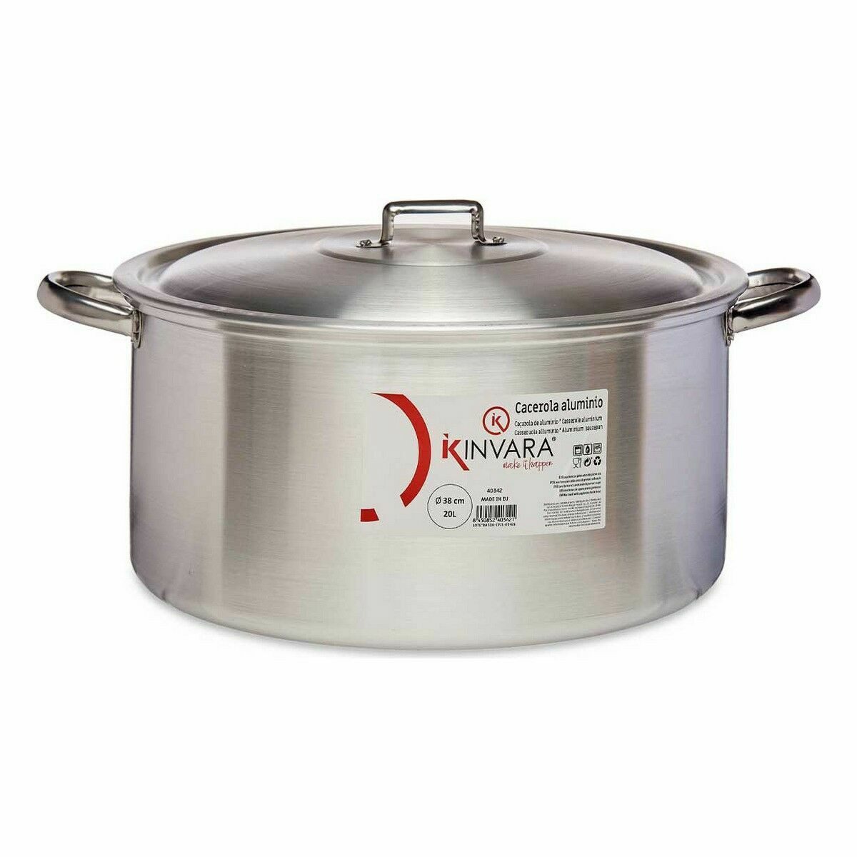 KINVARA Kochtopf Aluminiumtopf Topf mit Deckel Silberfarben Aluminium 20 L