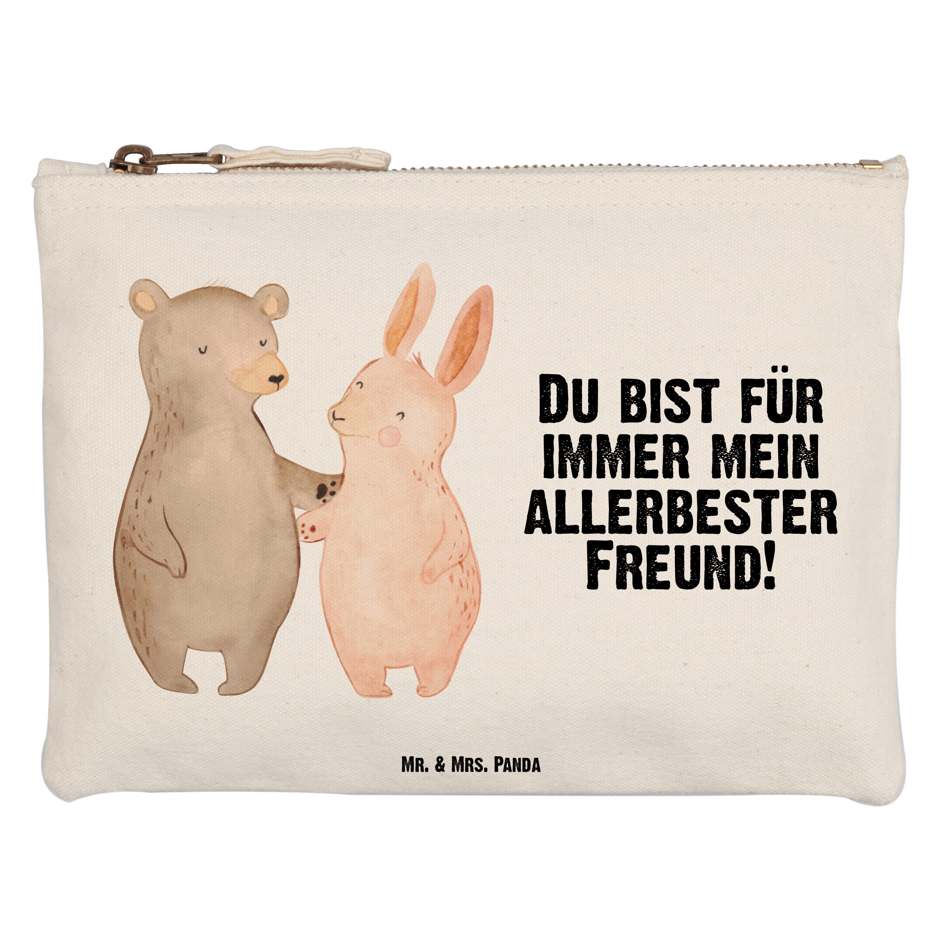 Mr. & Mrs. Panda Kosmetiktasche Größe M Bär Hase Umarmen - Weiß - Geschenk, Schminktasche, für immer, (1-tlg)