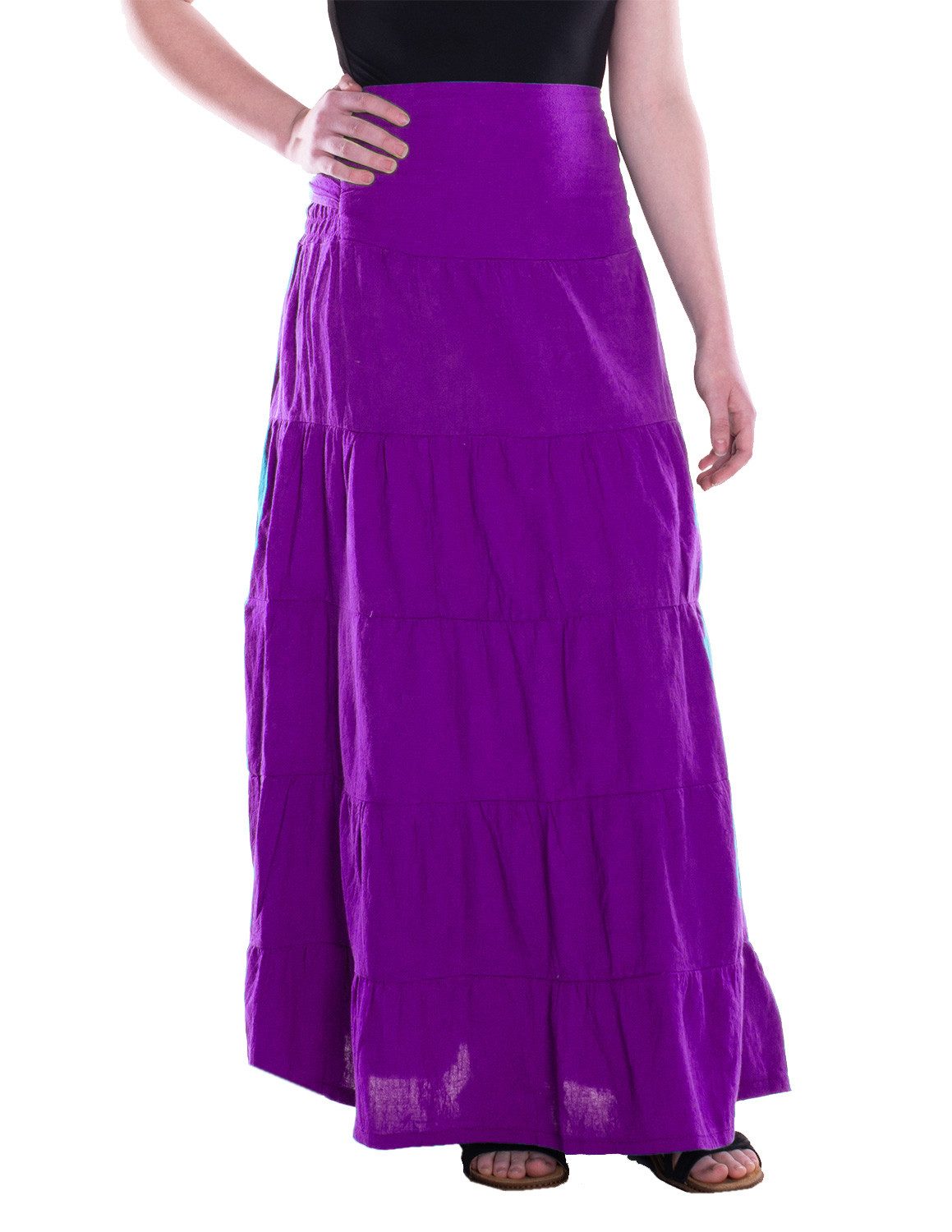Vishes Maxirock Damen Maxi-Rock Baumwolle Vintage, Retro elastischer Bund mit Kordel-Z Alternative Bekleidung, Ethno, Hippie, Retro Style