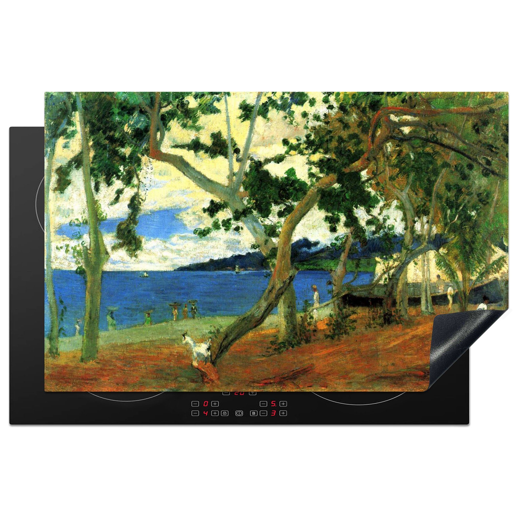 MuchoWow Herdblende-/Abdeckplatte Am Rande des Sees - Gemälde von Paul Gauguin, Vinyl, (1 tlg), 81x52 cm, Induktionskochfeld Schutz für die küche, Ceranfeldabdeckung