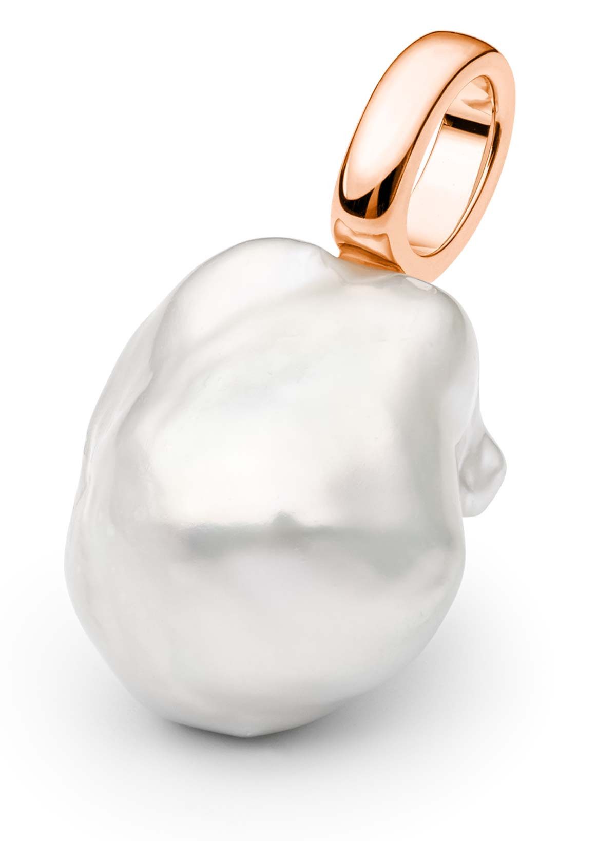 Gaura Pearls Perlenanhänger Kasumi like weiße Süßwasserzuchtperle, 925er Sterlingsilber mit 585 Roségoldplattierung (1 Mikron)