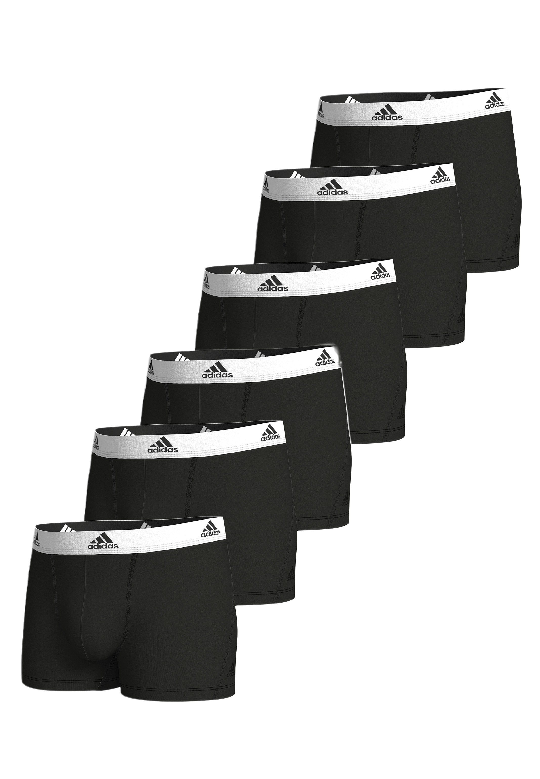 adidas Sportswear Retro Boxer 6er Flex Pack - Schwarz Ohne 6-St) - Short Baumwolle Eingriff (006) - (Spar-Set, Retro Active Cotton / Pant