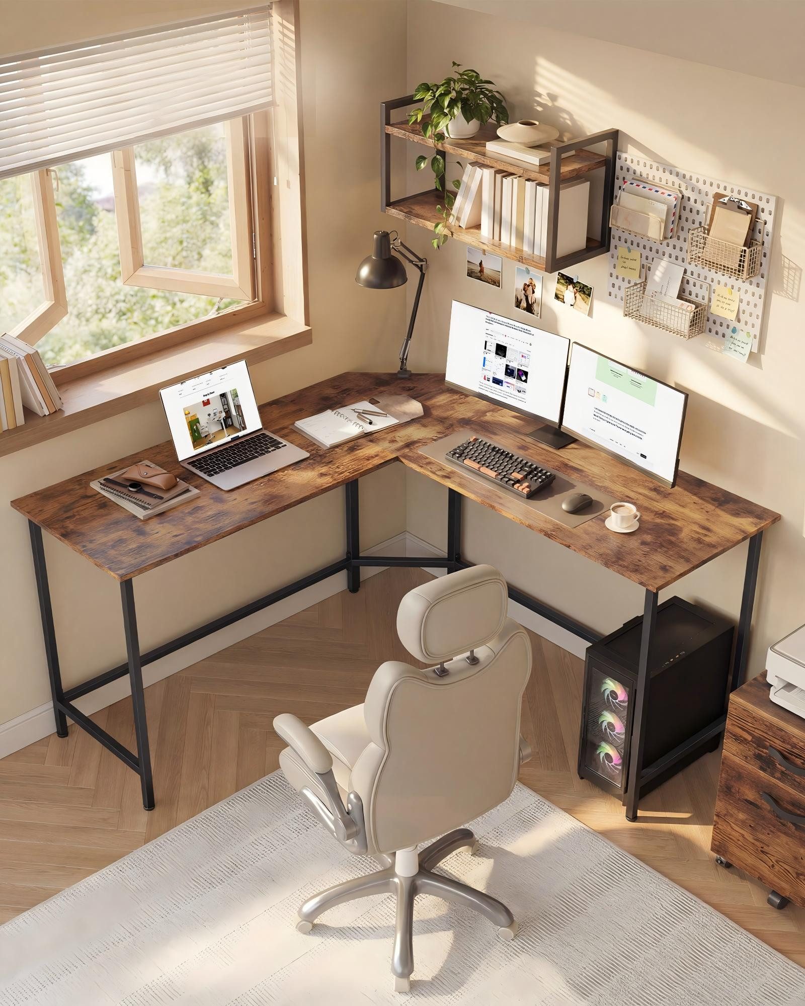 VASAGLE Schreibtisch L-förmiger Computertisch, Eckschreibtisch, Gaming, Homeoffice, 140 x 140 x 76 cm, platzsparender Bürotisch, einfacher Aufbau
