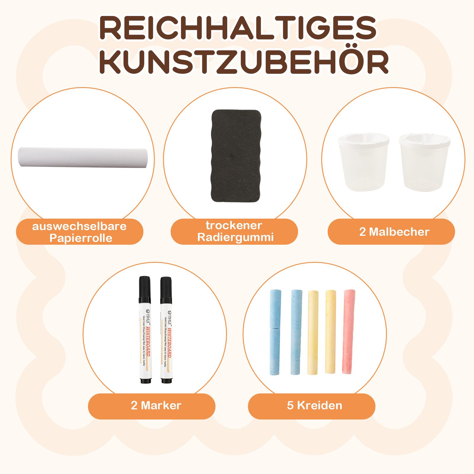 COSTWAY Standtafel 6 in 1 Kinder Staffelei Set, mit Bank