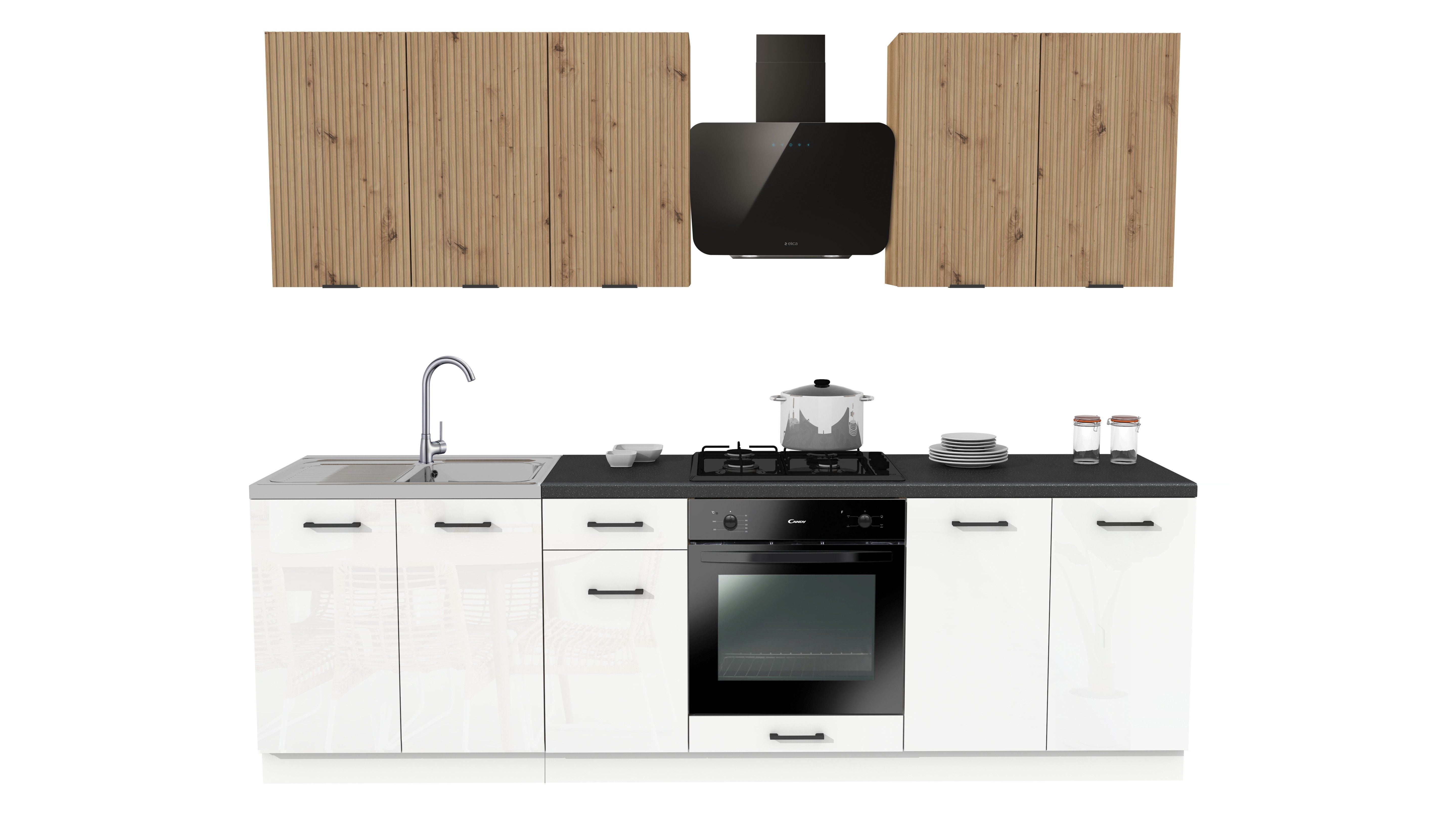 ROYAL24_MARKT Кухниzeile - SIMPLY Z15 260 cm - Hochglanz Profi Linie, (Komplett Set), Edles Material - Zeitlos - Elegant