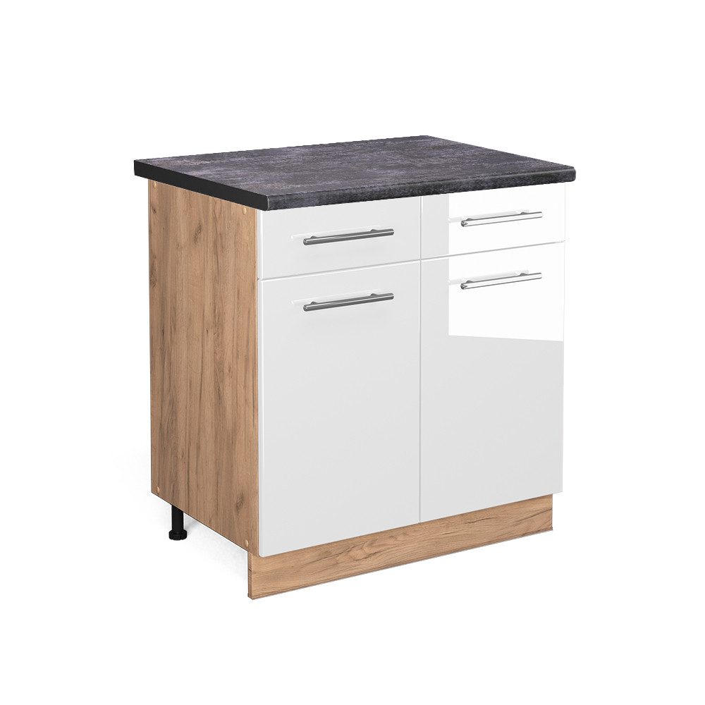 Vicco Unterschrank Fame-Line, Weiß Hochglanz/Goldkraft Eiche, günstig online kaufen