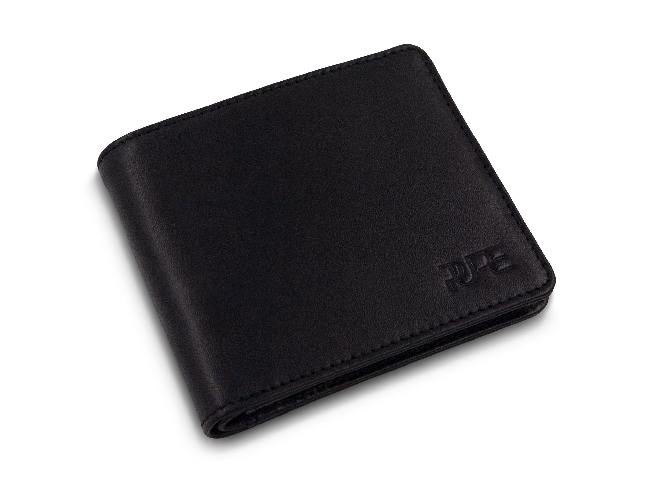 RFID Geschenkbox), geprüftem Leather PURE Geldbörse (Lieferung Studio mit Bifold CASTOR Bifold Geldbeutel black in Herren Brieftasche Schutz Portemonnaie midnight