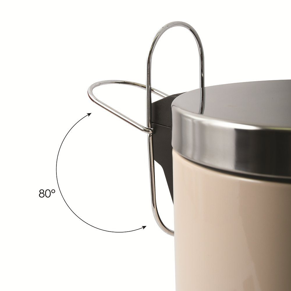 MSV Kosmetikeimer Treteimer uni, rostfreier Edelstahl, mit herausnehmbarem Inneneimer, 3L