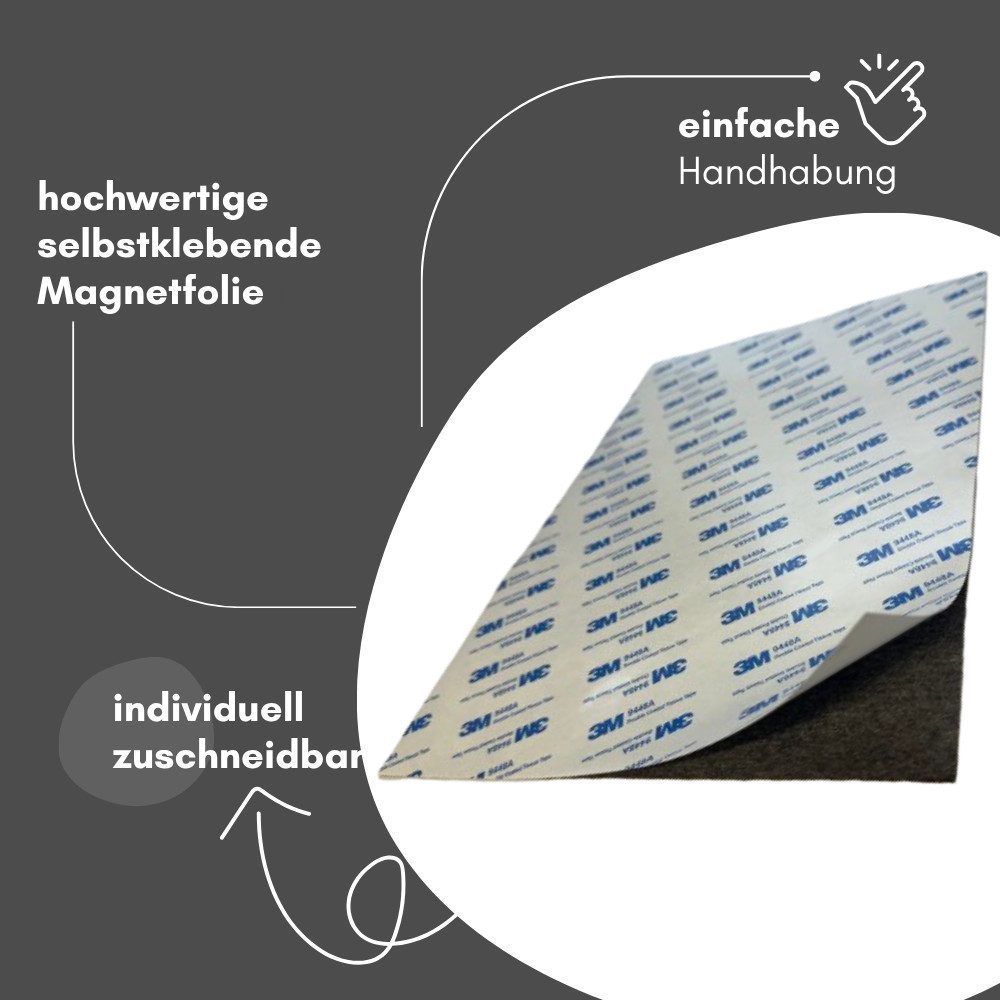 MaajeeKuto Magnet Magnetfolie 0,6 mm DIN A4 mit 3M Selbstklebung stark Ferrit Magnet (1-St)