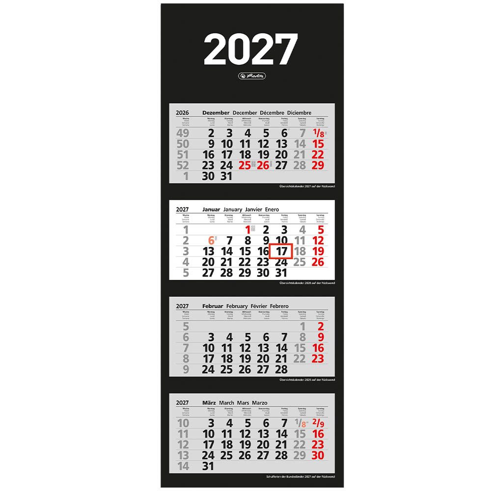 Herlitz Wandkalender 4 Monate 2027 Premium Qualität