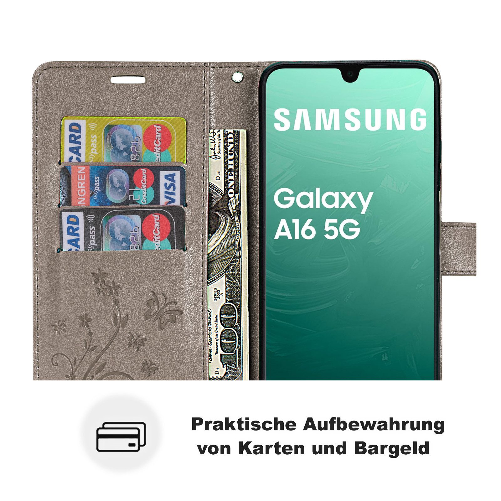 betterfon Handyhülle Handytasche für Samsung Galaxy A17 5G Klapphülle mit Kartenfächern, Bookstyle-Hülle mit Magnetverschluss, Smartstand & Kunstleder – Bild 4 von 5