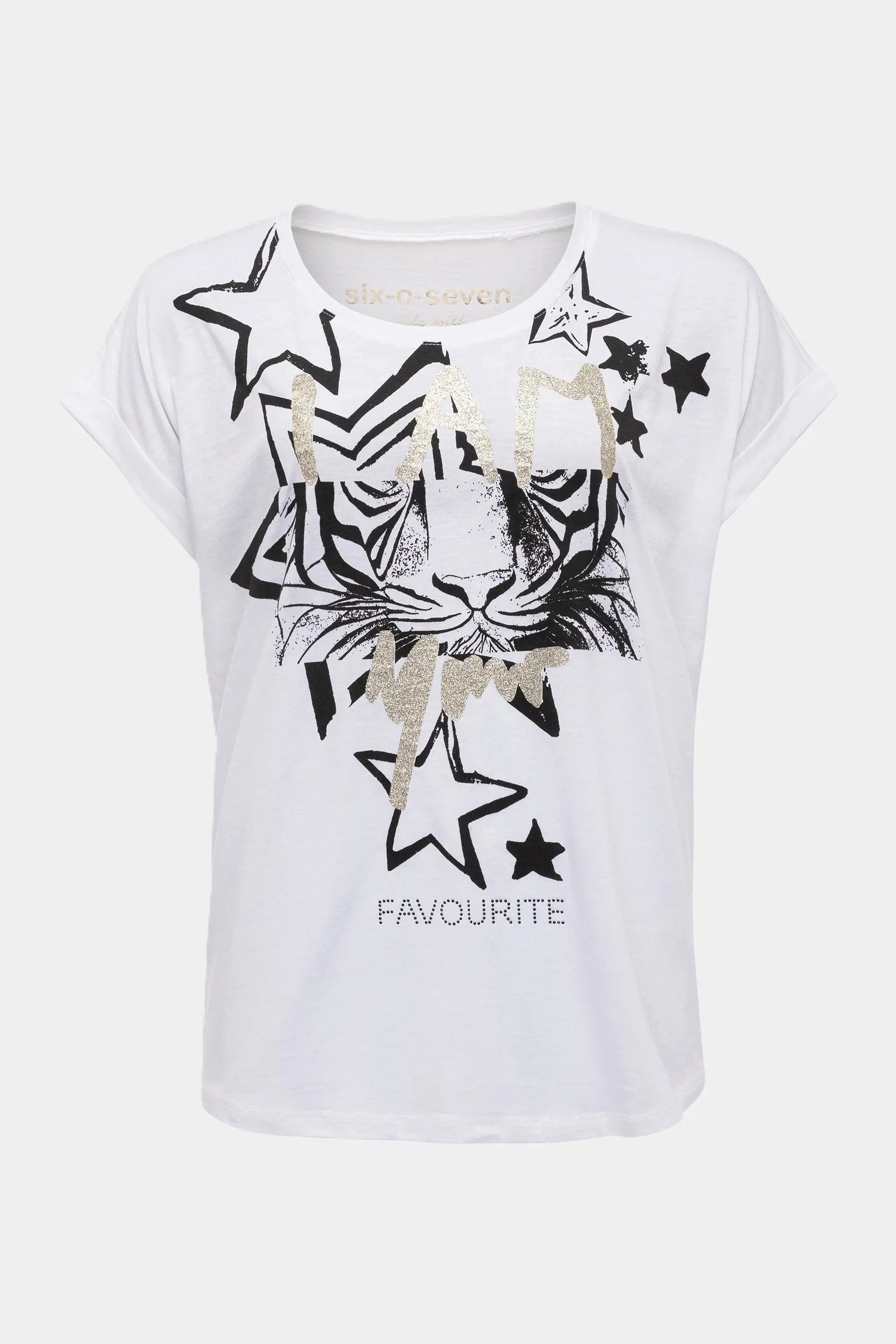 six-o-seven T-Shirt Six-o-Seven T-Shirt mit Tiger Print WHITE