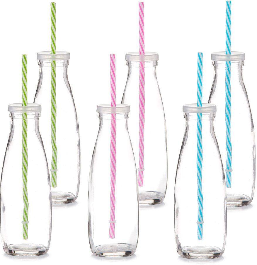 Zeller Present Gläser-Set, Glas, Kunststoff, Mit Deckel und Strohhalm, 475  ml, 6-teilig online kaufen | OTTO