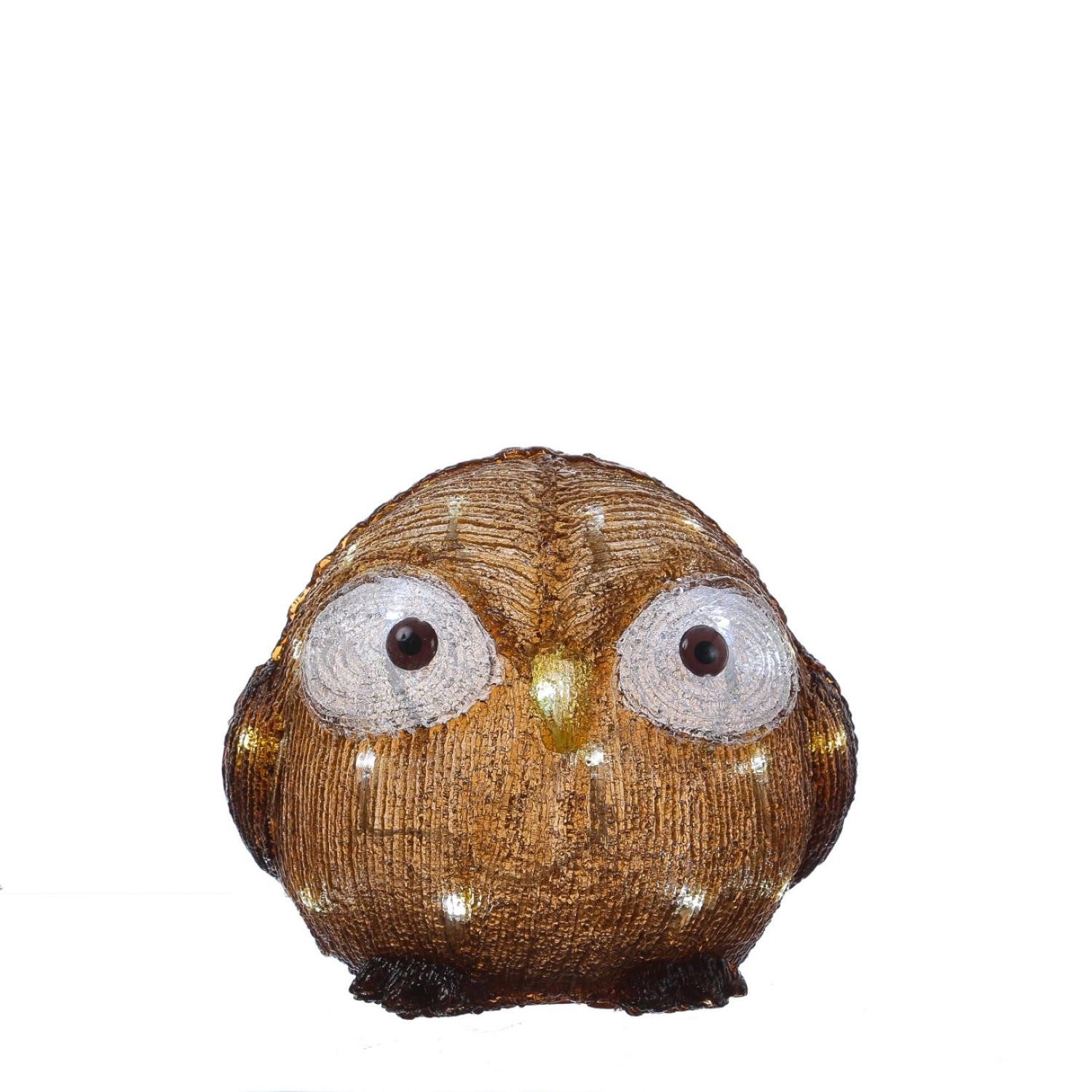 MARELIDA LED Dekofigur LED Eule mit offenen Augen Acryl Tierfigur Gartenfigur H: 21cm, LED Classic, kaltweiss (5300K bis 6000K)