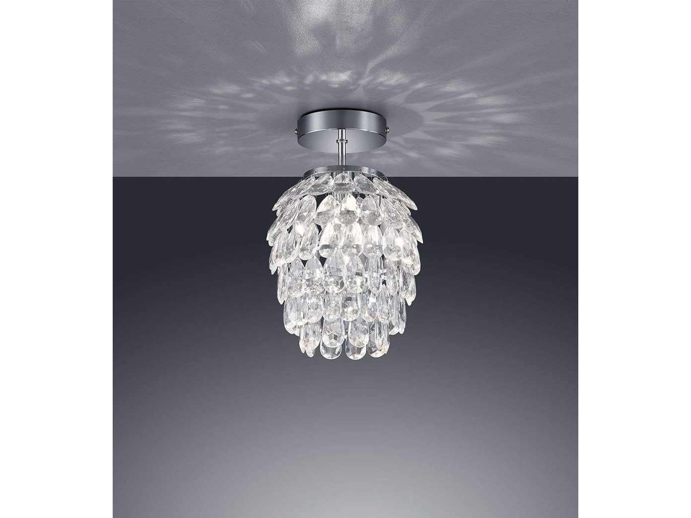 Reality Leuchten LED Deckenleuchte, Dimmfunktion, LED wechselbar, Warmweiß, kleine ausgefallene Designer-lampe Kristall für über-n Esstisch, Ø20cm