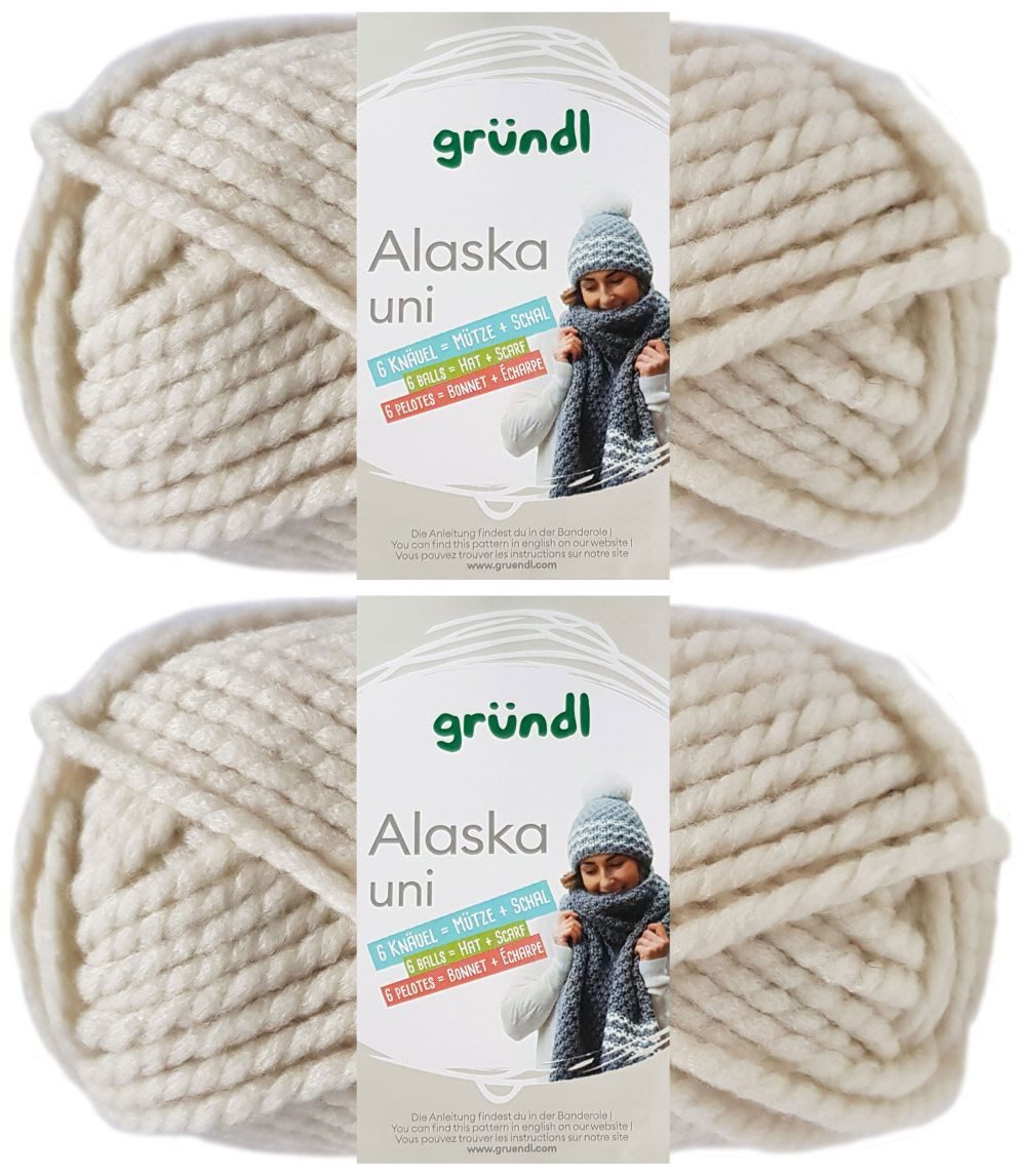 Gründl 2x100 Gramm Gründl Alaska Uni Häkelwolle