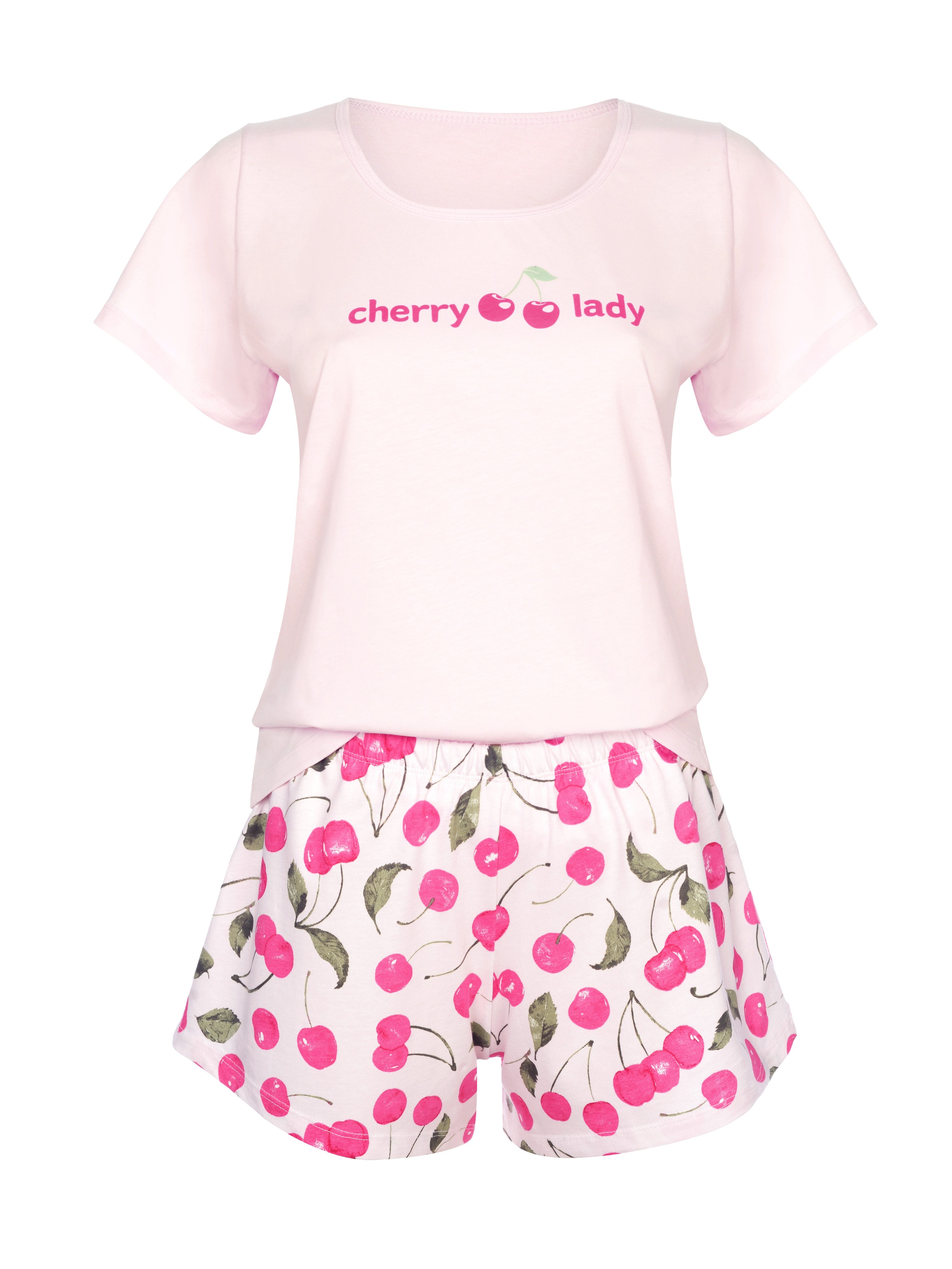Donna Shorty Schlafanzug mit Motivdruck "cherry lady" (2 tlg) mit Kirschenm günstig online kaufen