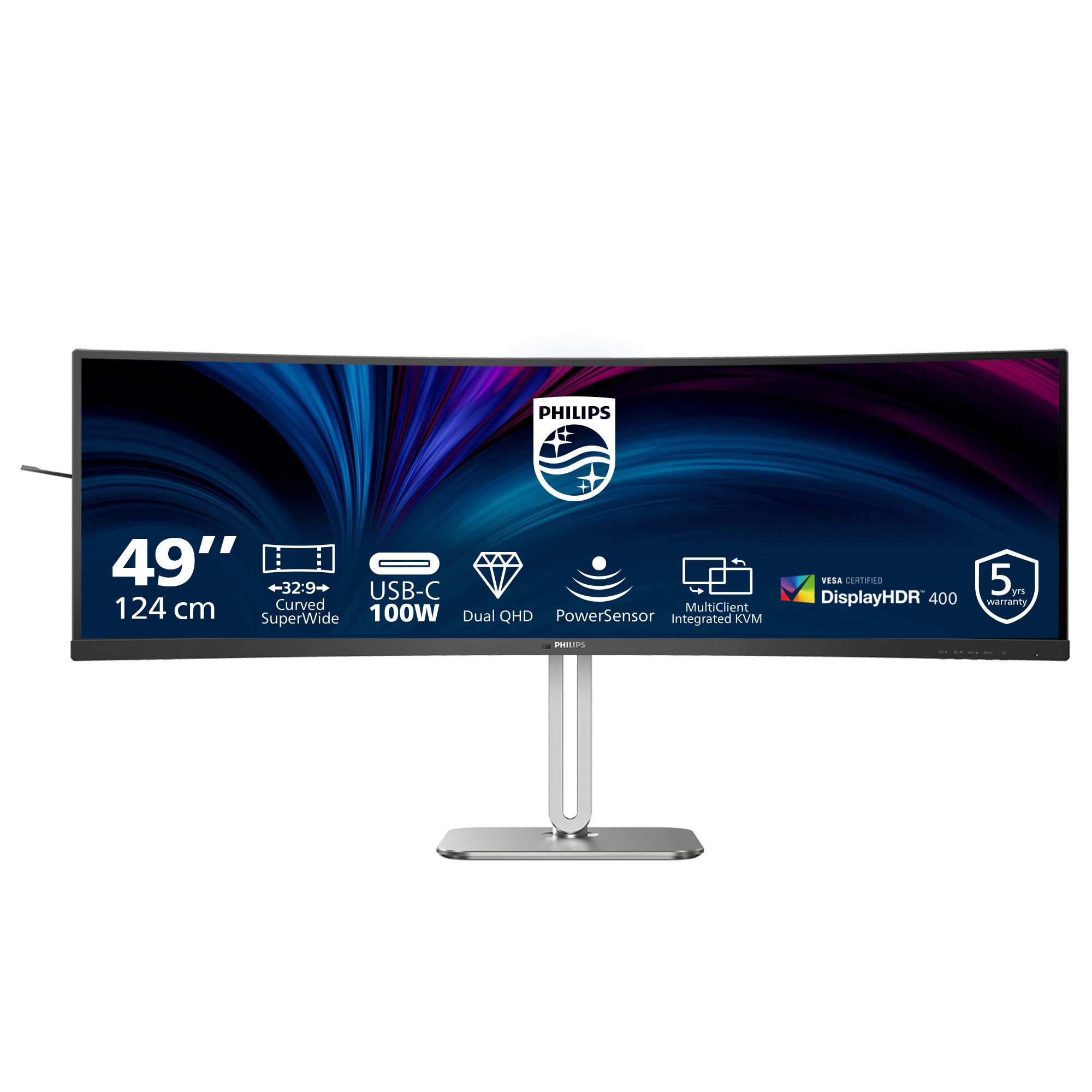 Philips Philips TFT 49B2U5900C curved 49/5120x1440/DP/2xHDMI/USB/USBC/höv TFT-Monitor (5120 x 1440 px, Dual QHD, 4 ms Reaktionszeit, 75 Hz, VA, Curved, Lautsprecher, HDCP, HDR, Höhenverstellbar)