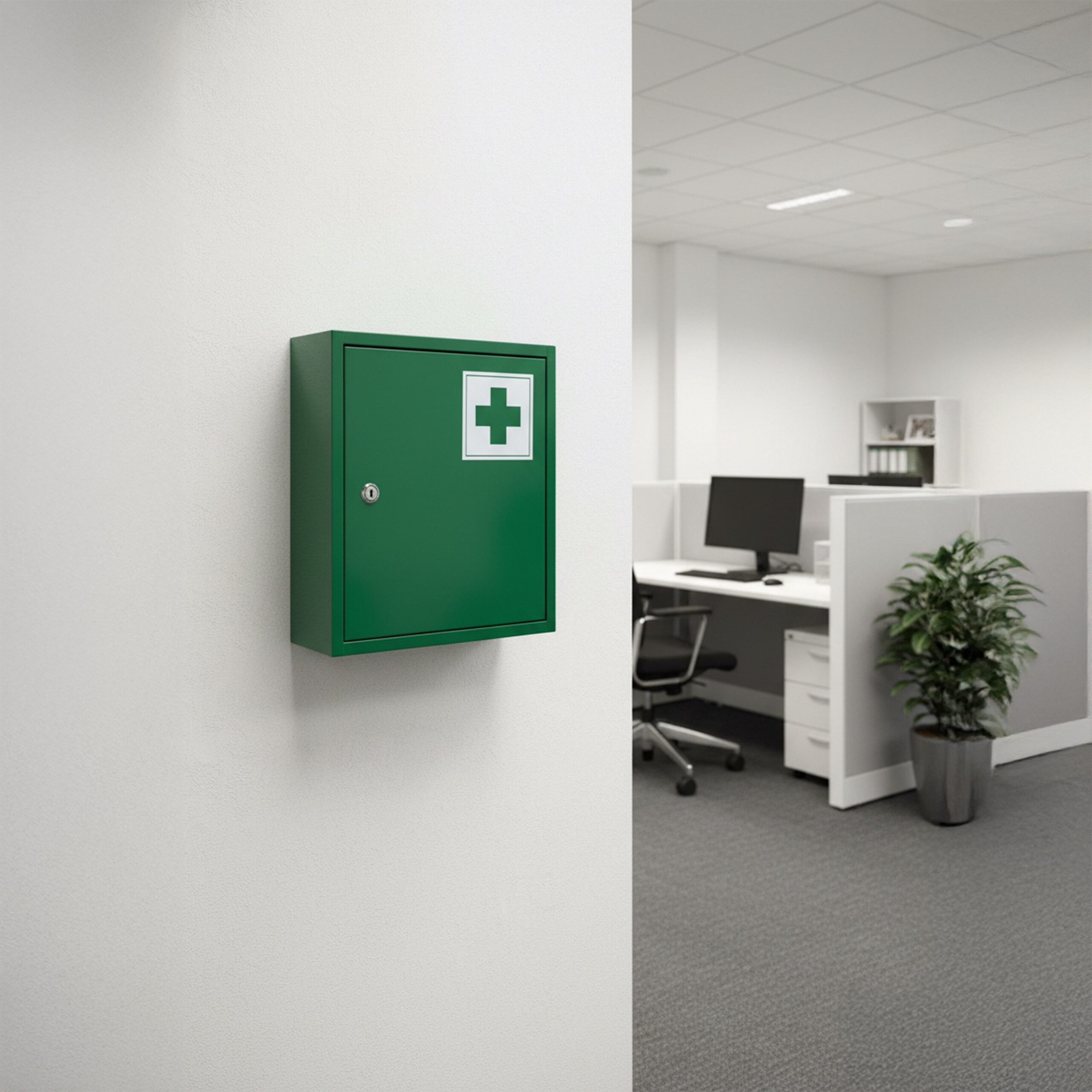 relaxdays Medizinschrank Abschließbarer Medizinschrank mit Kreuz grün günstig online kaufen