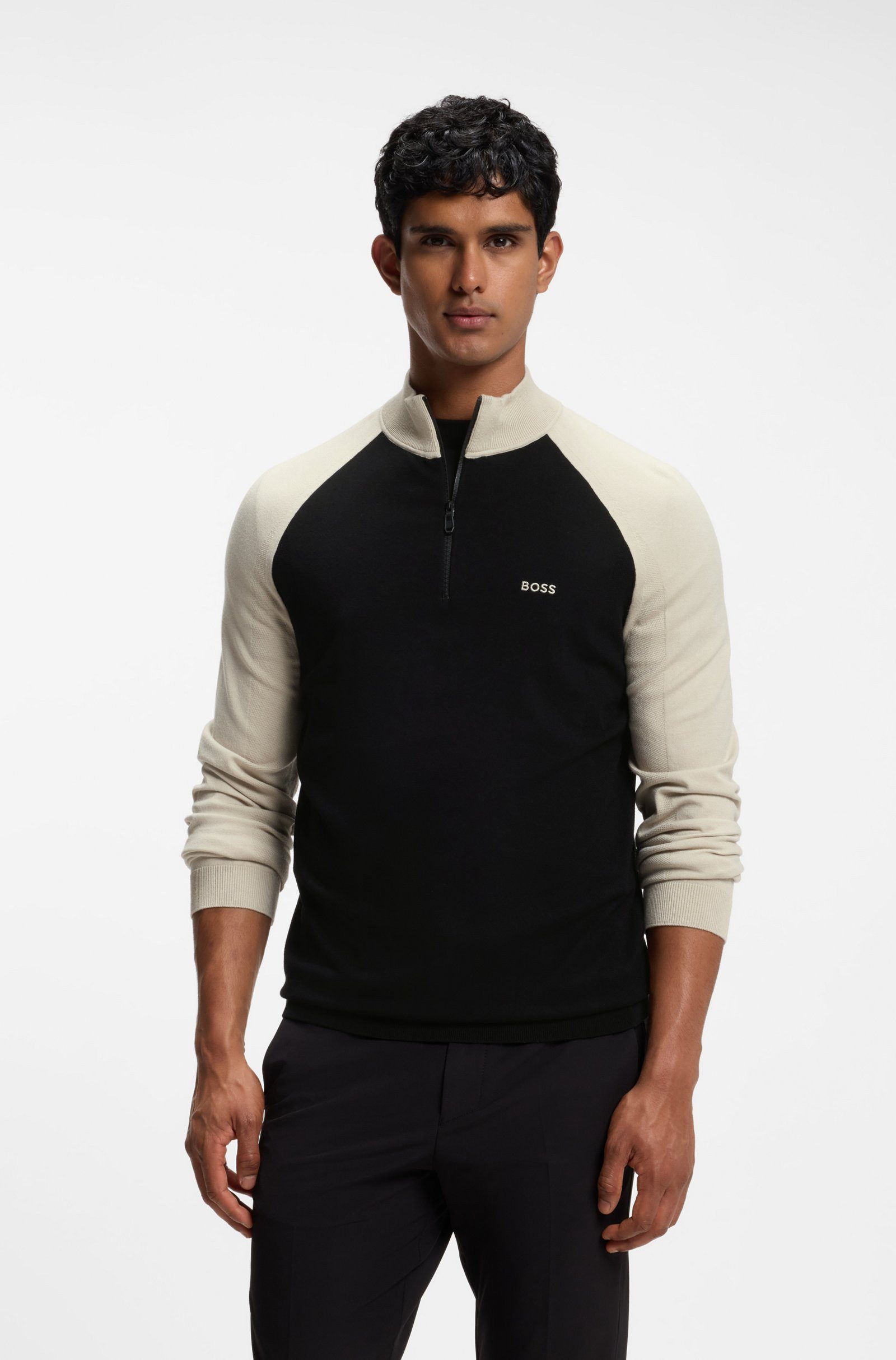 BOSS GREEN Strickpullover Color-Block (1-tlg)