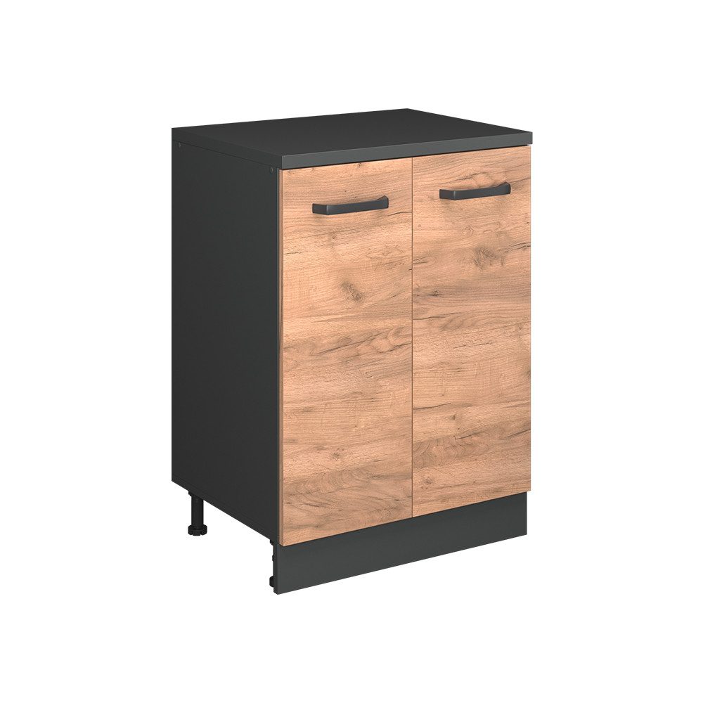 Vicco Unterschrank R-Line, Goldkraft Eiche, 60 cm ohne Schräge mit 2 Türen (1-St)