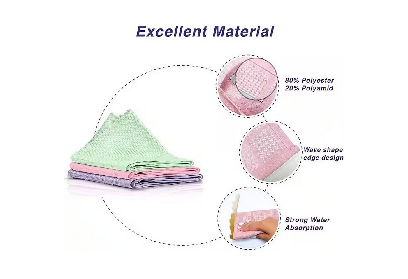 Thumbnail - ALARA HOME Mikrofasertücher Putztücher Fenstertuch Mikrofaser Reinigungstüche Mikrofasertuch (1 Packung, 3-tlg., Geschir...