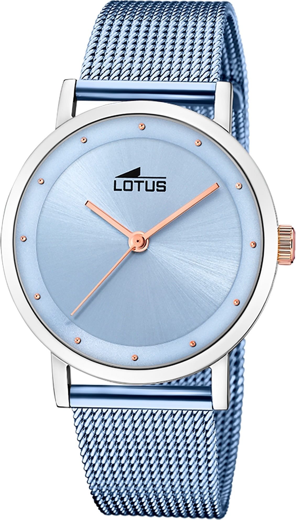 Lotus Chronograph Lotus Damenuhr Edelstahl hellbau Lotus, (Chronograph), Damen Armbanduhr rund, mittel (ca. 35mm), Edelstahl, Elegant