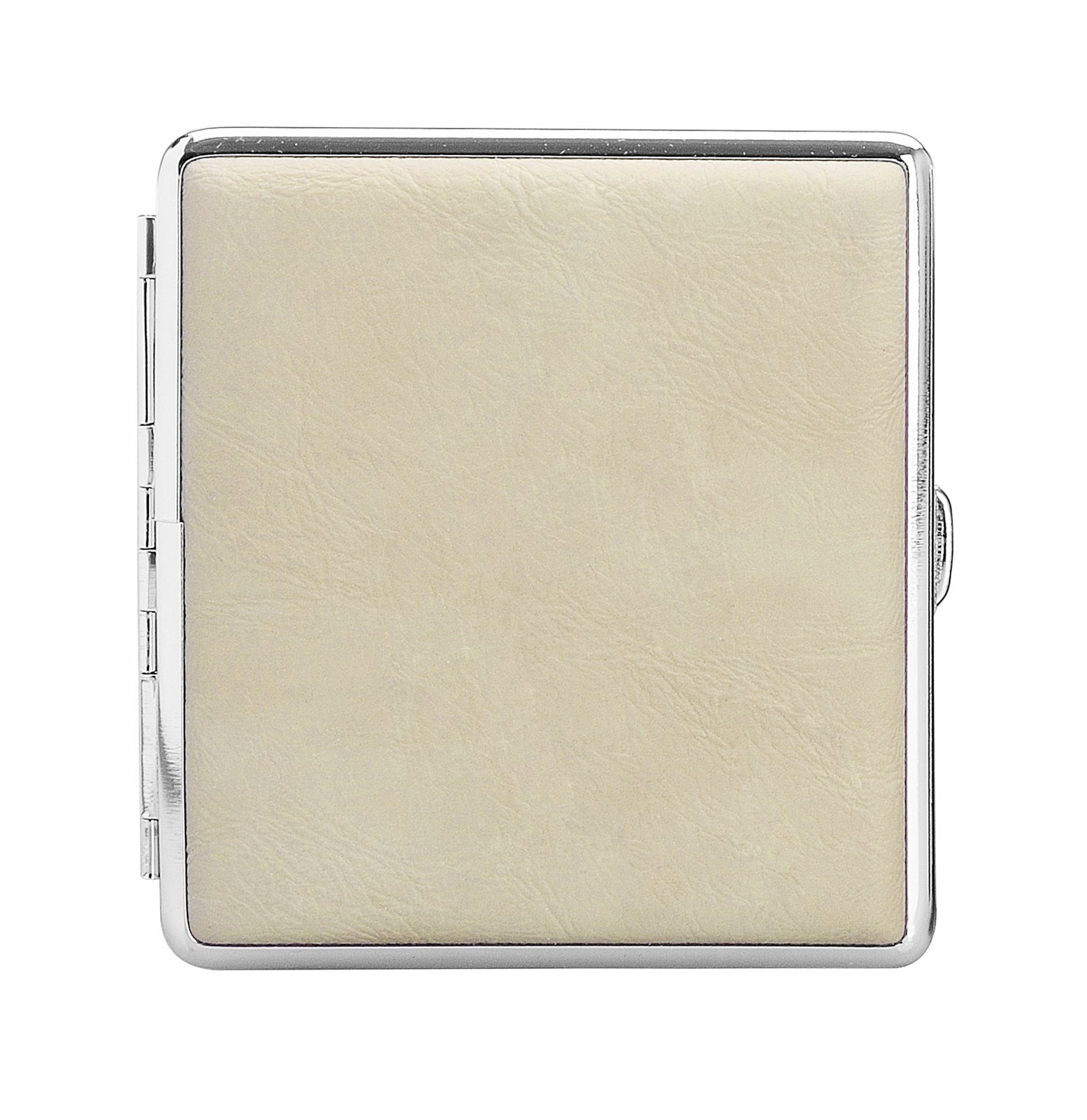 Etui ZIGARETTENETUI für 20 Zigaretten Leder Etui Zigarettenbox 89 (Creme)