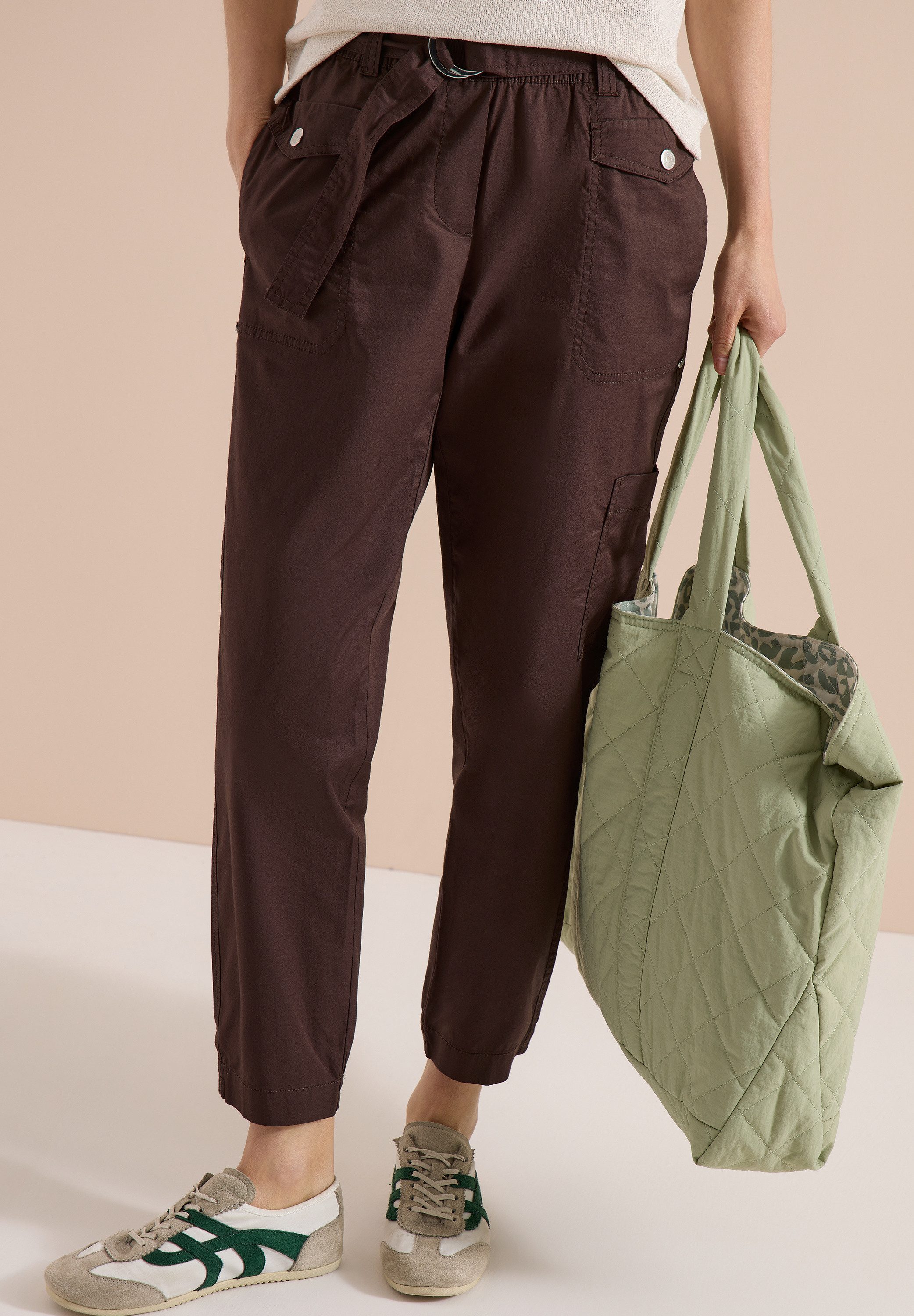 CECIL Stoffhose Style Chelsea im Loose Fit und im Papertouch-Style/mit Gürtel