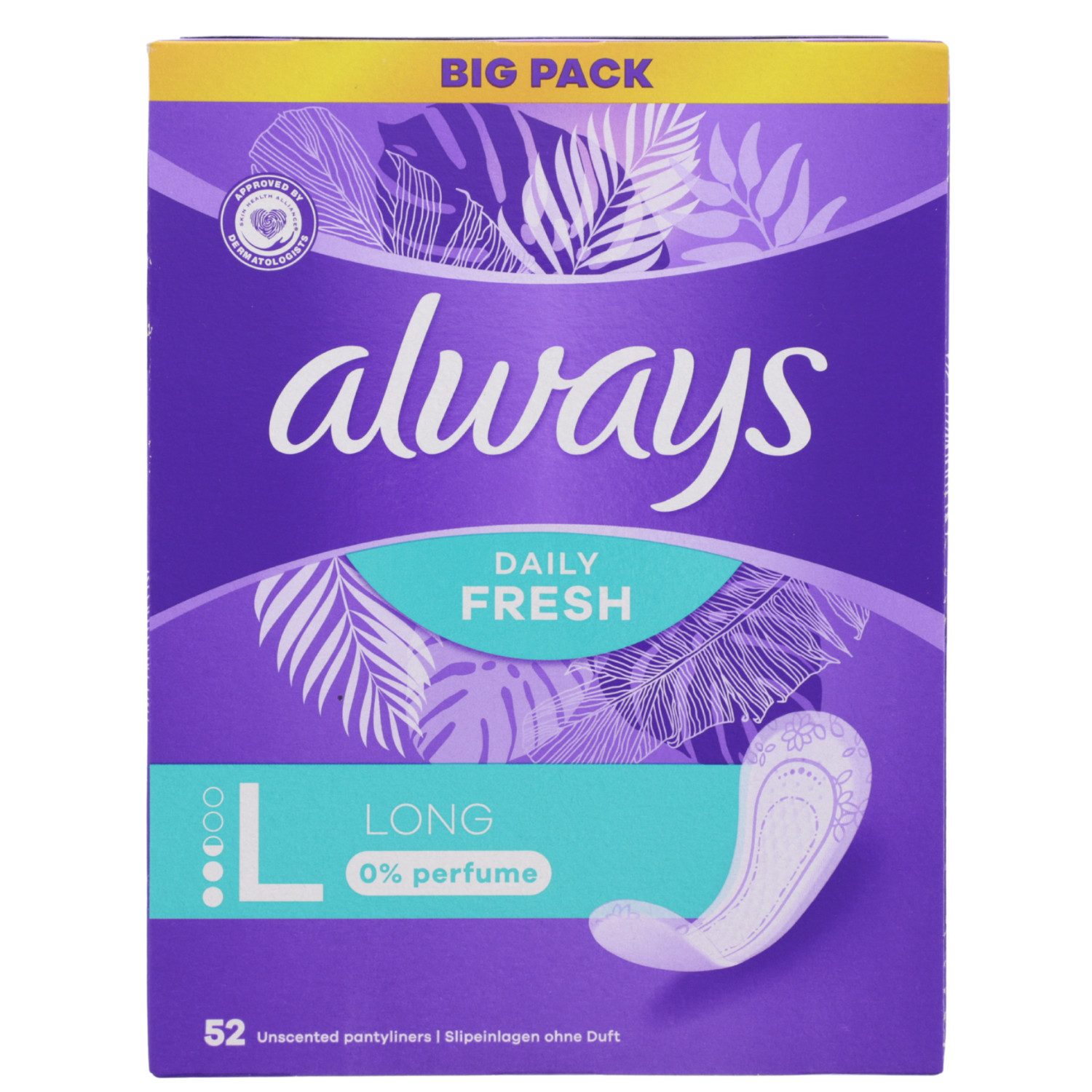 always Slip-Einlage Always Daily Fresh Long Скользить вставки 52 Stück Pflanzenbasiert Ohne Duf