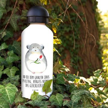 Mr. & Mrs. Panda Trinkflasche Chinchilla Blume - Weiß - Geschenk, traurig sein, Kinder, Kids, lusti, Fröhliche Motive