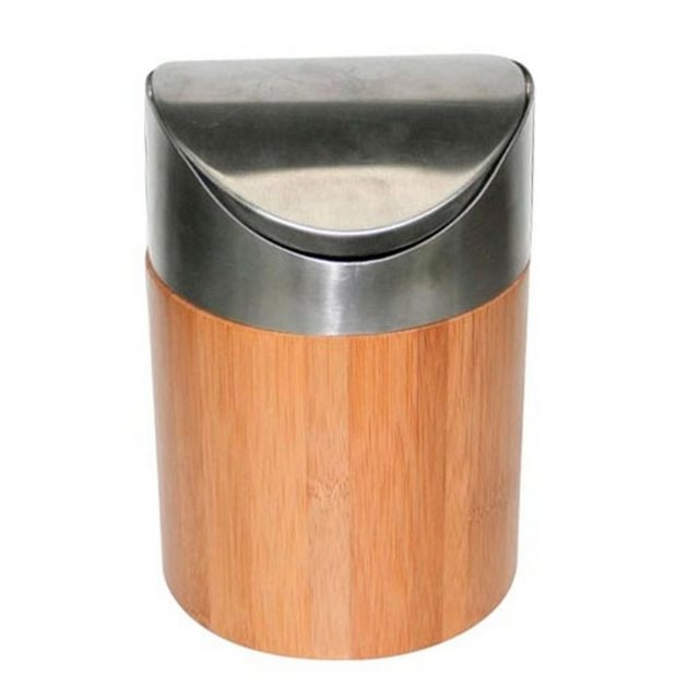 BURI Mülleimer „Bambus Tischabfalleimer Kosmetikeimer Tischmülleimer Abfallsammler Papierkorb“