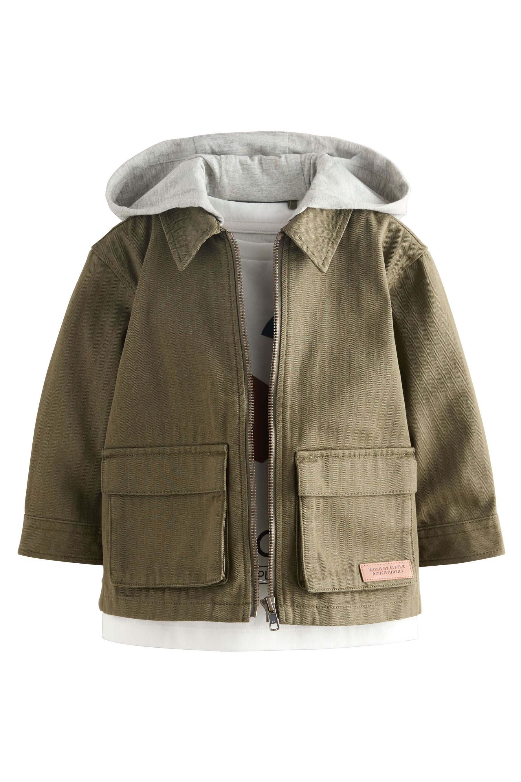Outdoorhemd Hemdjacke mit Kapuze und T-Shirt, 2er-Set