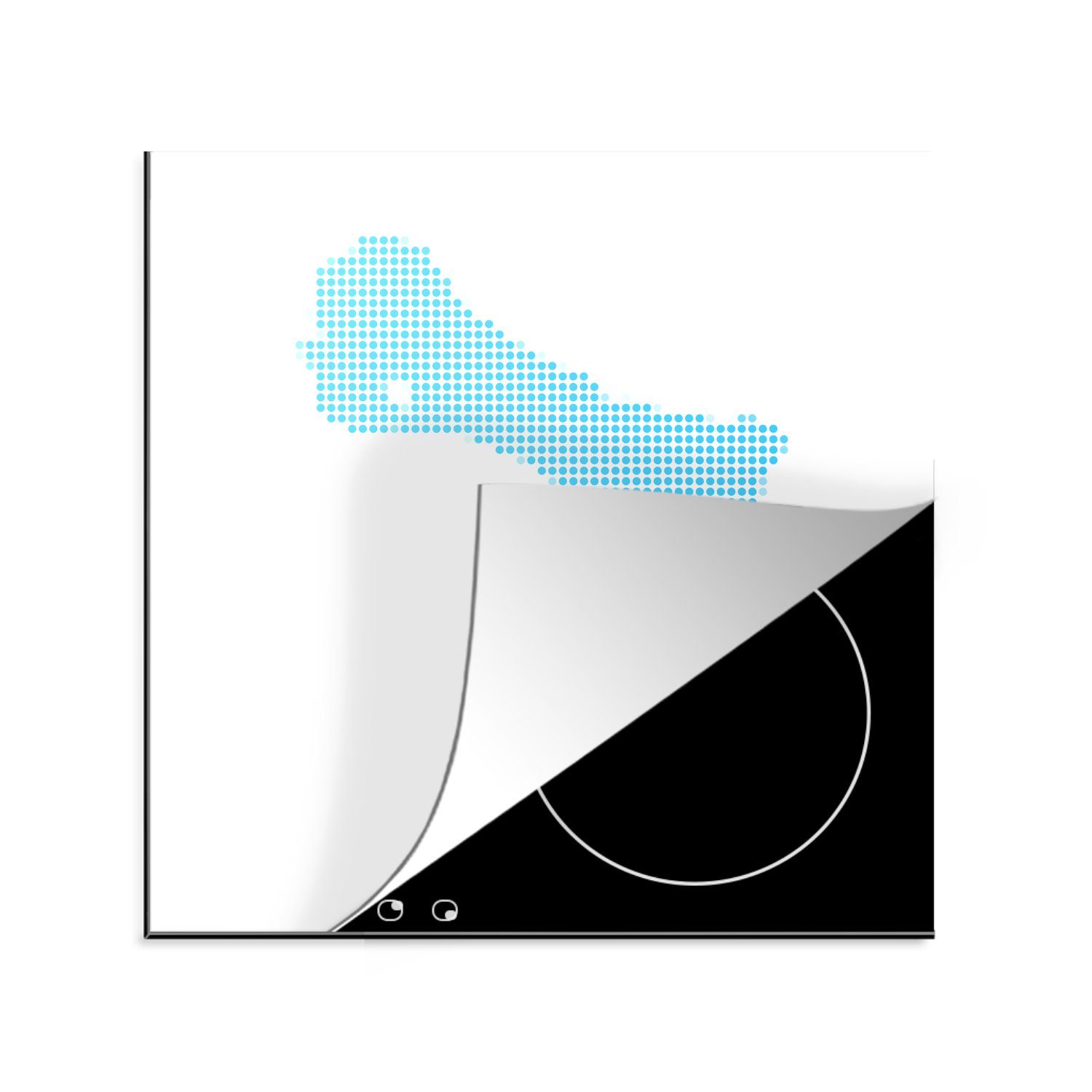 Illustration küche MuchoWow (1 cm, tlg), 78x78 der Punkte Form für Arbeitsplatte blauen in von Vinyl, Herdblende-/Abdeckplatte Bonaire, Ceranfeldabdeckung, der