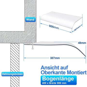 Randaco Vordach Vordach Transparent 40x80cm Tür Baldachin Regenschutz