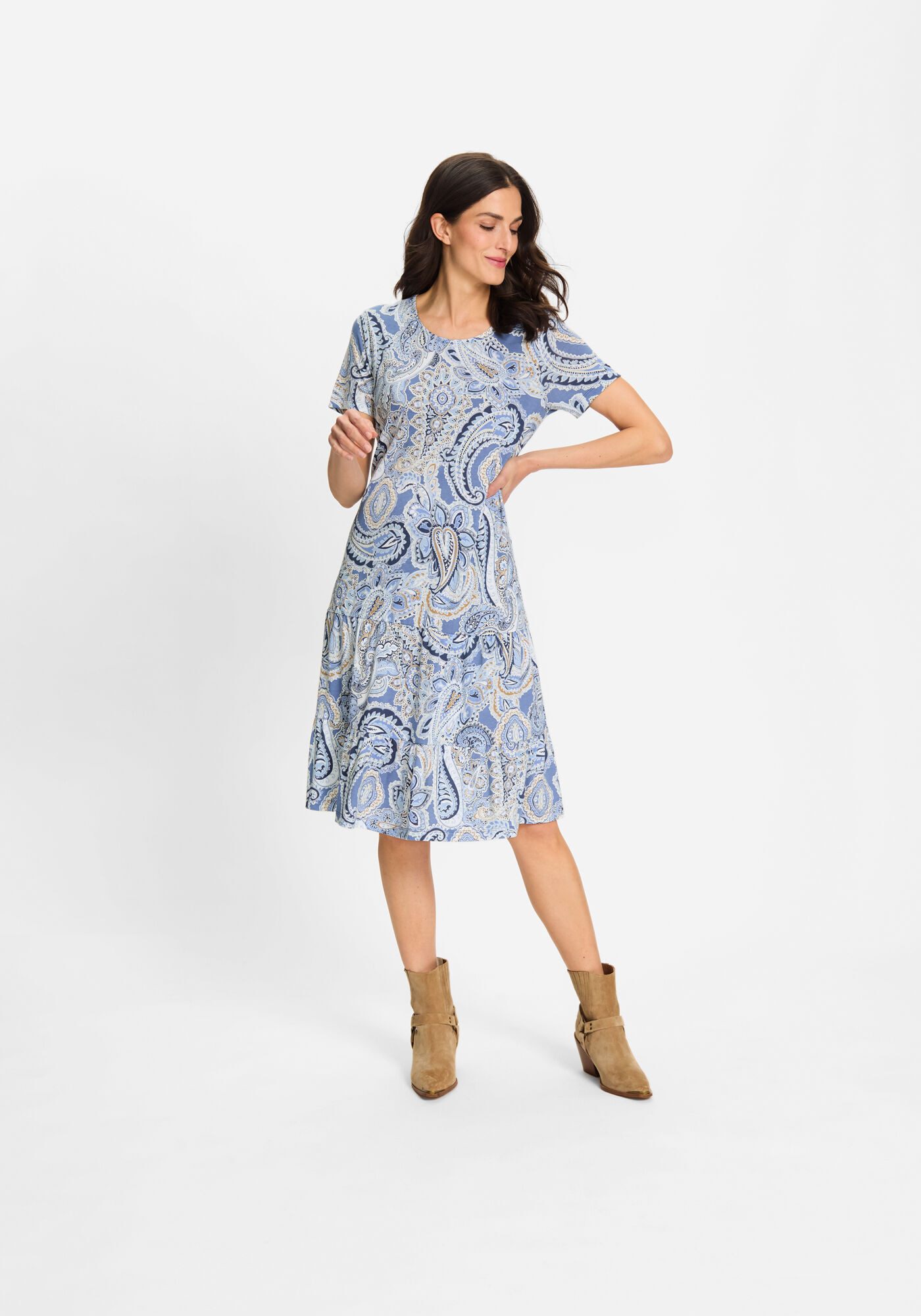 Olsen Jerseykleid (1-tlg) schwingende Volants günstig online kaufen
