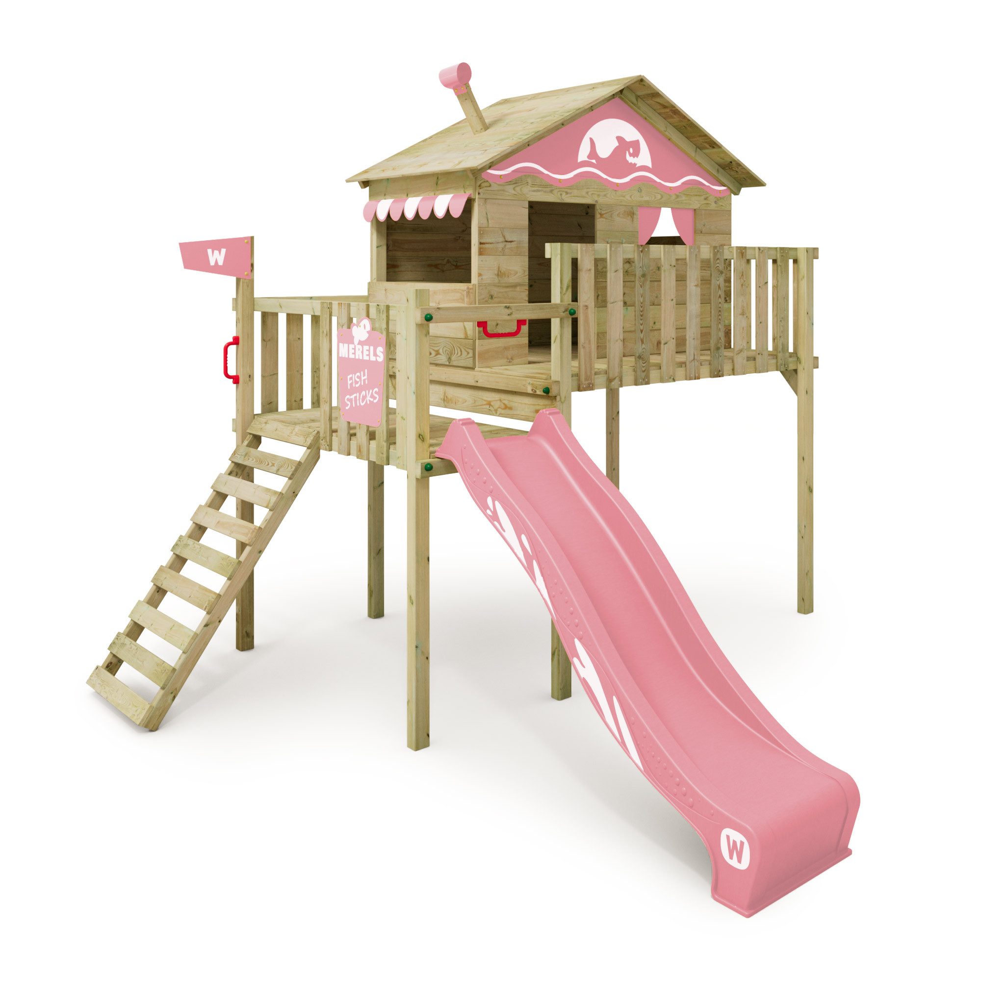 Wickey Spielturm Smart Wave – Abenteuer-Stelzenhaus für Garten mit Rutsche & Sandkasten, witterungsbeständiges Massivholz - mit 10 Jahren Garantie*