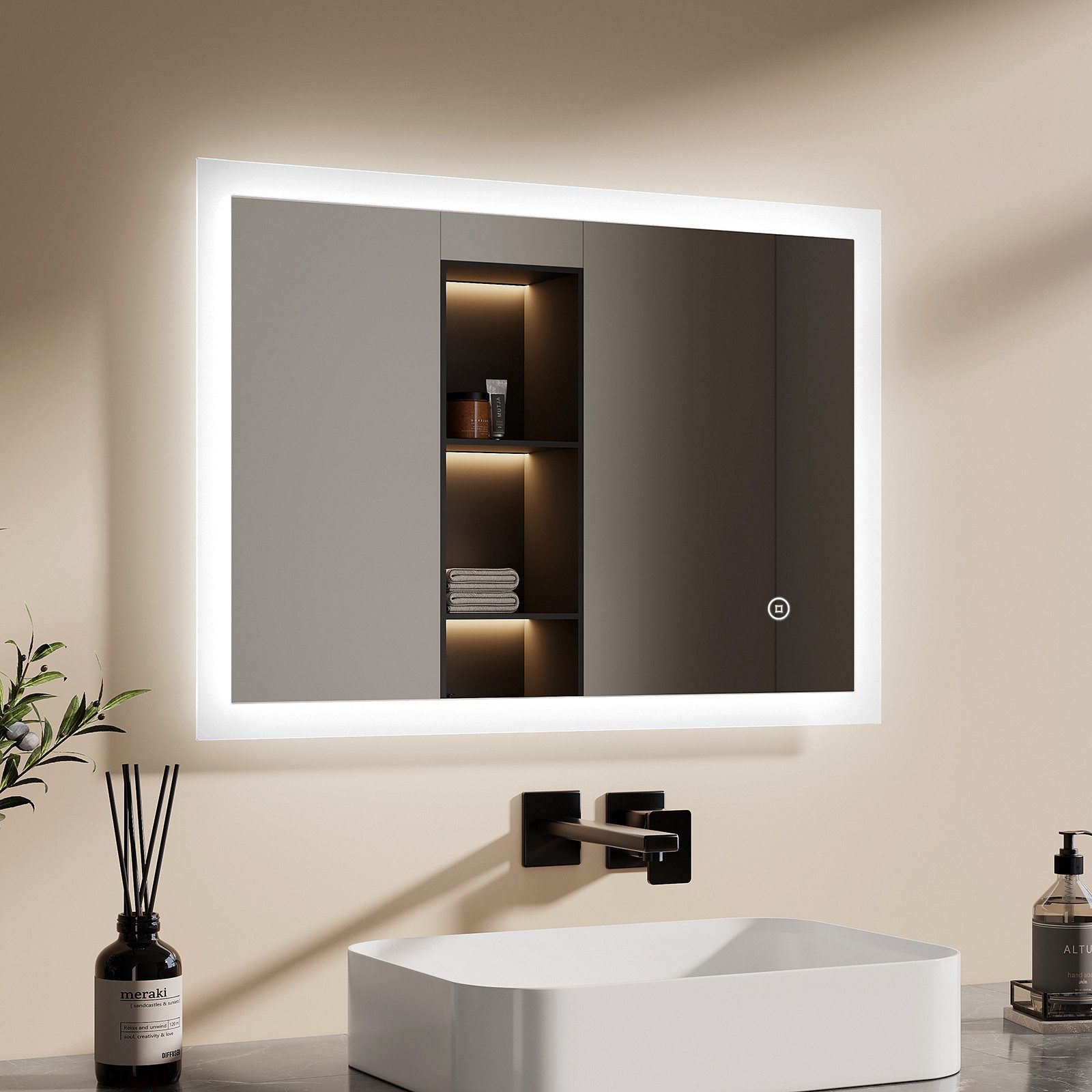 EMKE Badspiegel Badezimmerspiegel LED Badspiegel mit beleuchtung Wandspiege günstig online kaufen