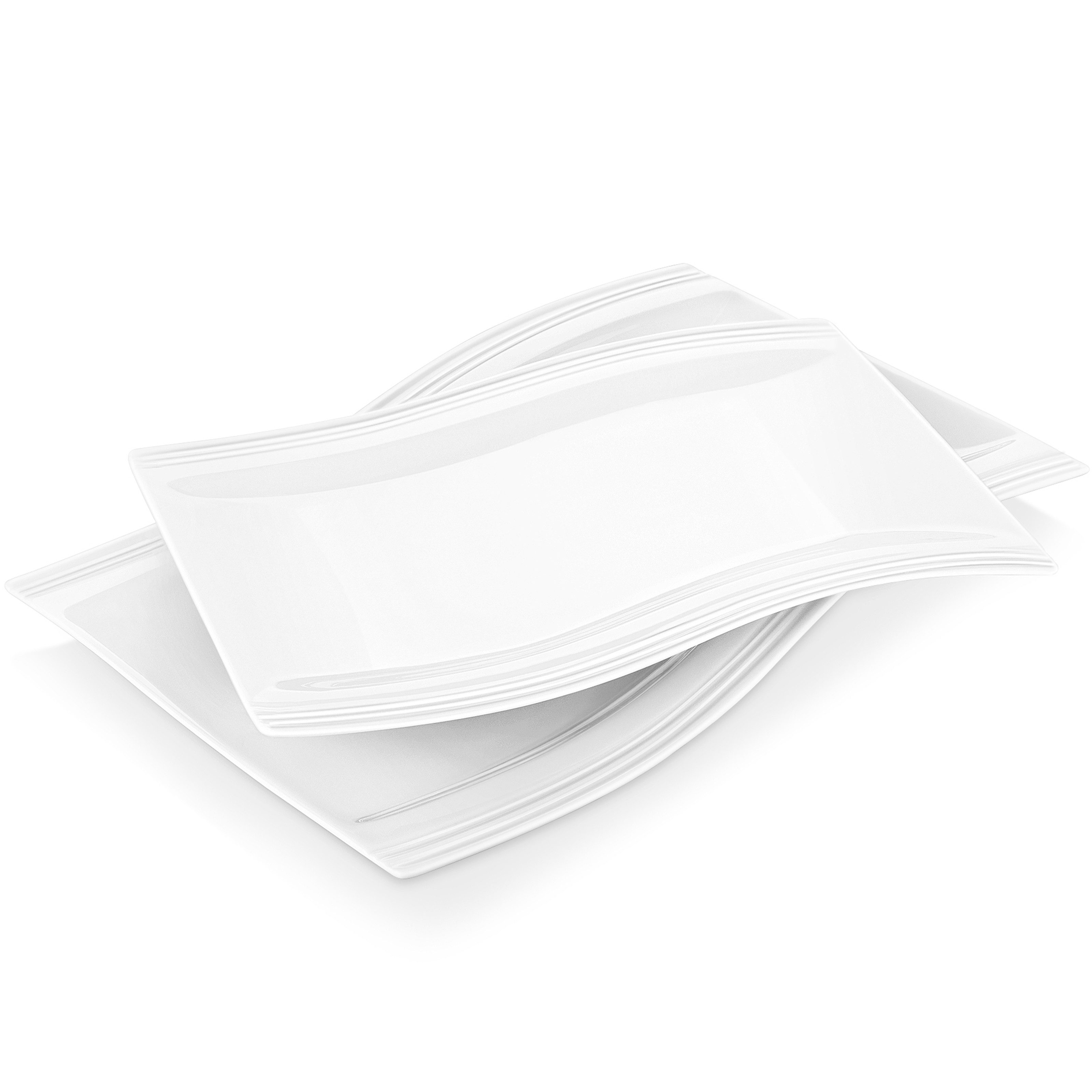 MALACASA Speiseteller Servier Platten, Speiseteller FLORA Tellerset, Weiß Porzellan, (2 St)