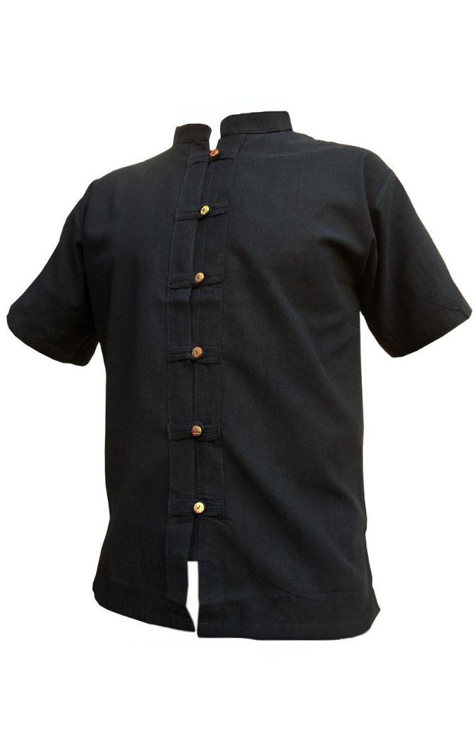 PANASIAM Langarmhemd Fischerhemd aus hochwertiger Baumwolle mit Holzknopfle günstig online kaufen