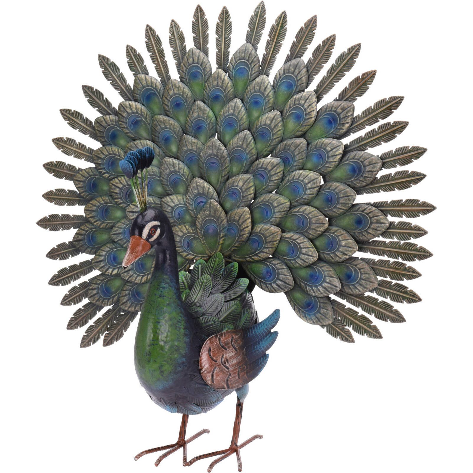 Progarden Gartenfigur Gartenpfau aus Metall, 30 x 65 x 63 cm, (1 Stk., Deko-Objekt)