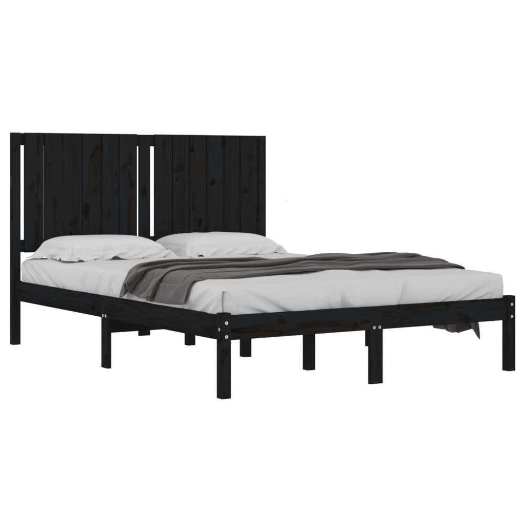 vidaXL Bett Massivholzbett Schwarz Kiefer 140x190 cm günstig online kaufen