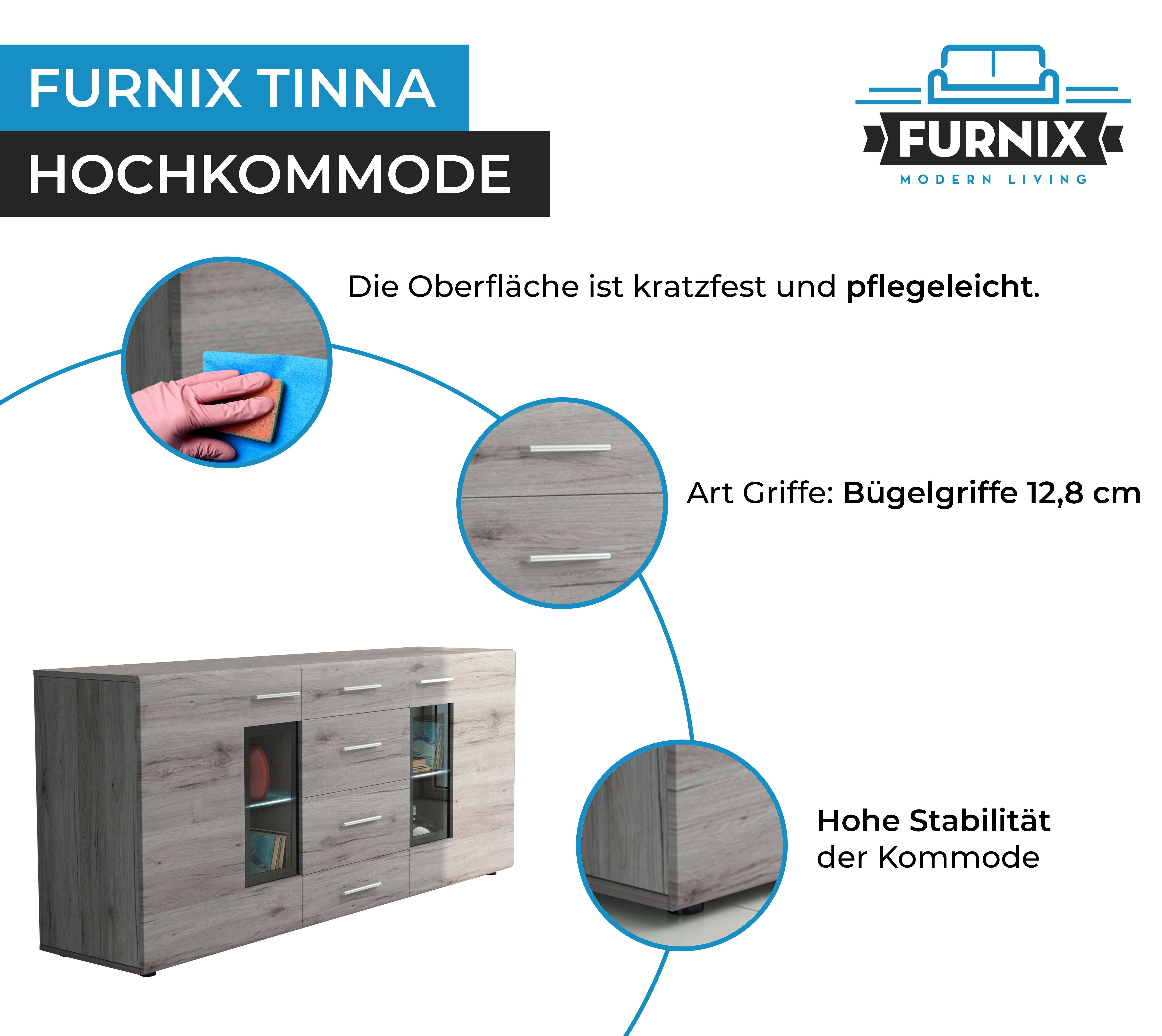 Furnix Hochkommode Anrichte TINNA 170 SanRemo 4 B169 Türen cm x mit x H79 Schubladen, 2 T40 und cm