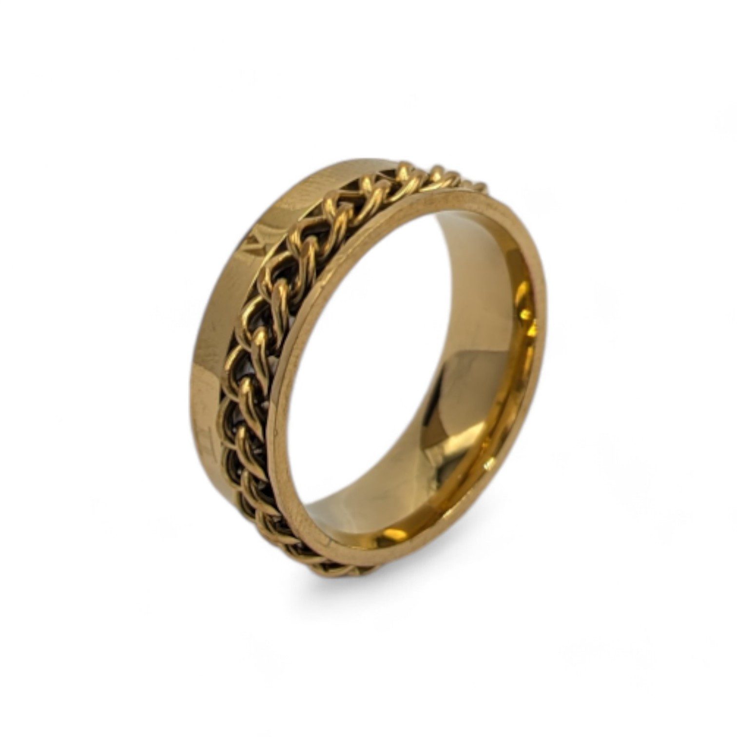 Fingerring Anti-Stress-Ring mit drehbarer Kette und römischen Zahlen Chain Ring