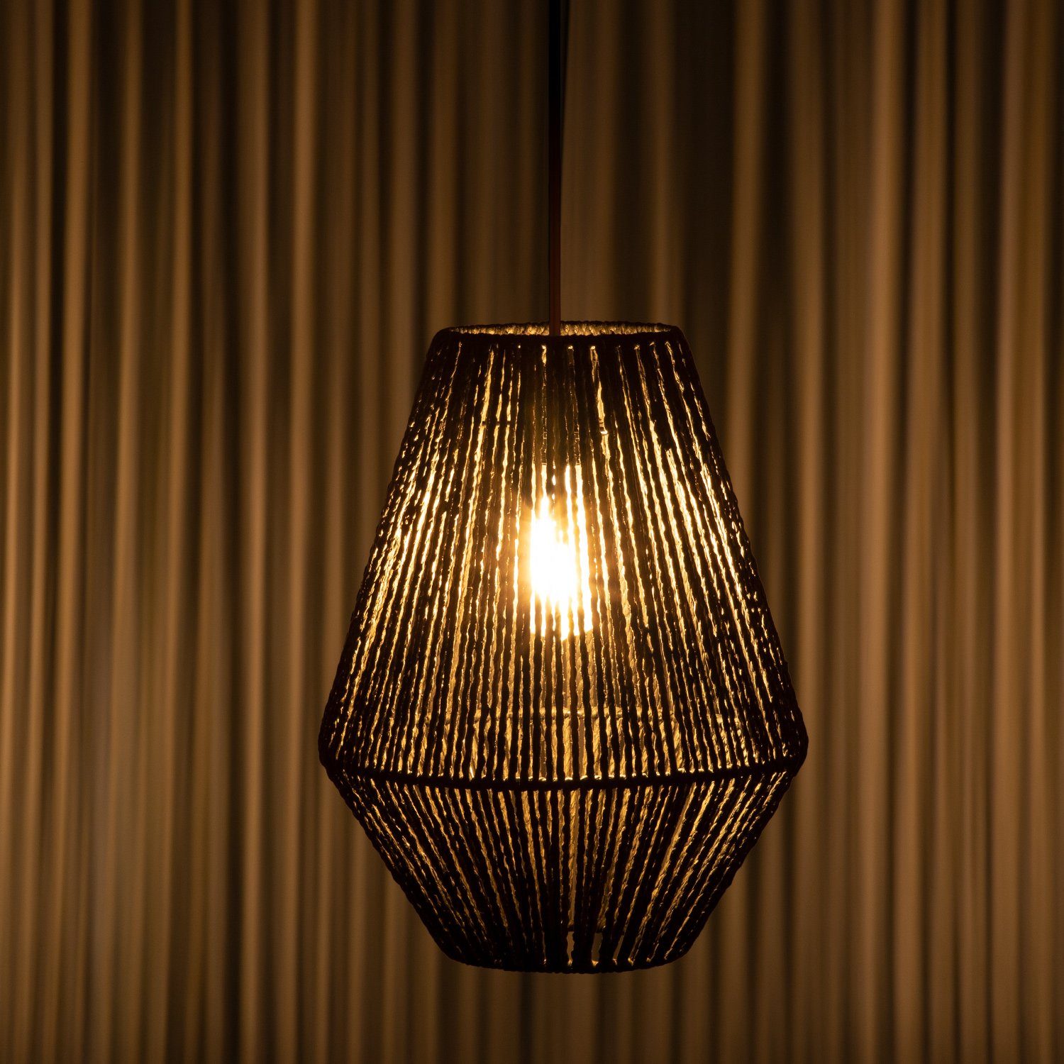 Leuchtmittel, ohne Pablo, Korb Home LED Flur Boho Pendelleuchte Esszimmer Paco E27, Pendellampe Optik Wohnzimmer