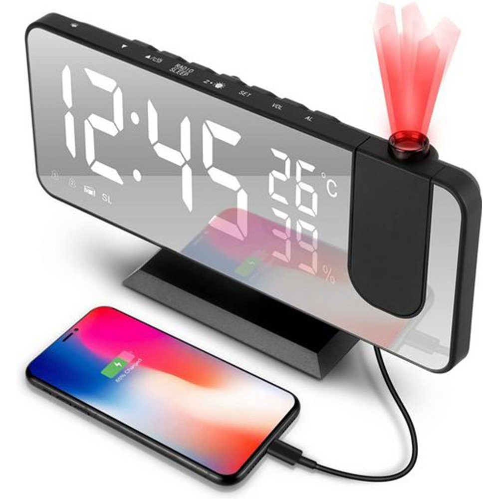 Spiegel Wecker Digital LED Uhren USB Telefon Aufladen Elektronische Uhr  Tisch Schlummer Auto Einstellbares Licht