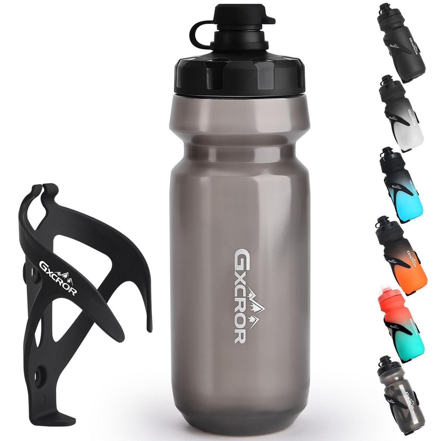 LuxusKollektion Fahrrad-Flaschenhalter Fahrradflaschenhalter Trinkflasche Set MTB Rennrad Schwarz+Grau